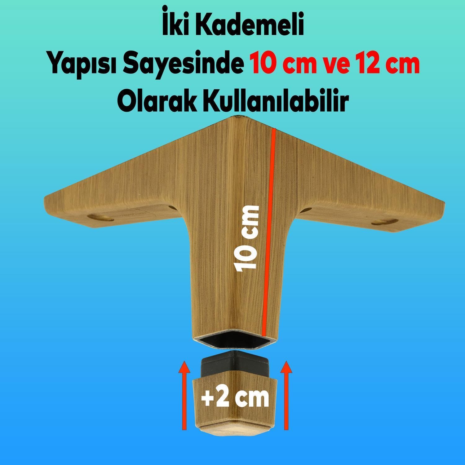 Sedef 6'lı Set Mobilya TV Ünitesi Çekyat Koltuk Kanepe Destek Ayağı 12 cm Koyu Ceviz Baza Ayak