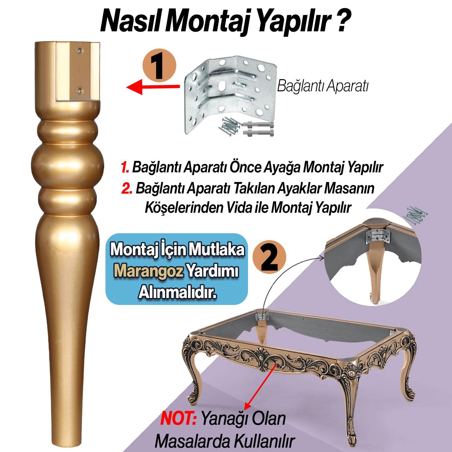 4 Adet Marina Masa Dresuar Ayağı 72 cm Plastik Ayak Gold Altın Mutfak Yemek Masası Mobilya Ayakları