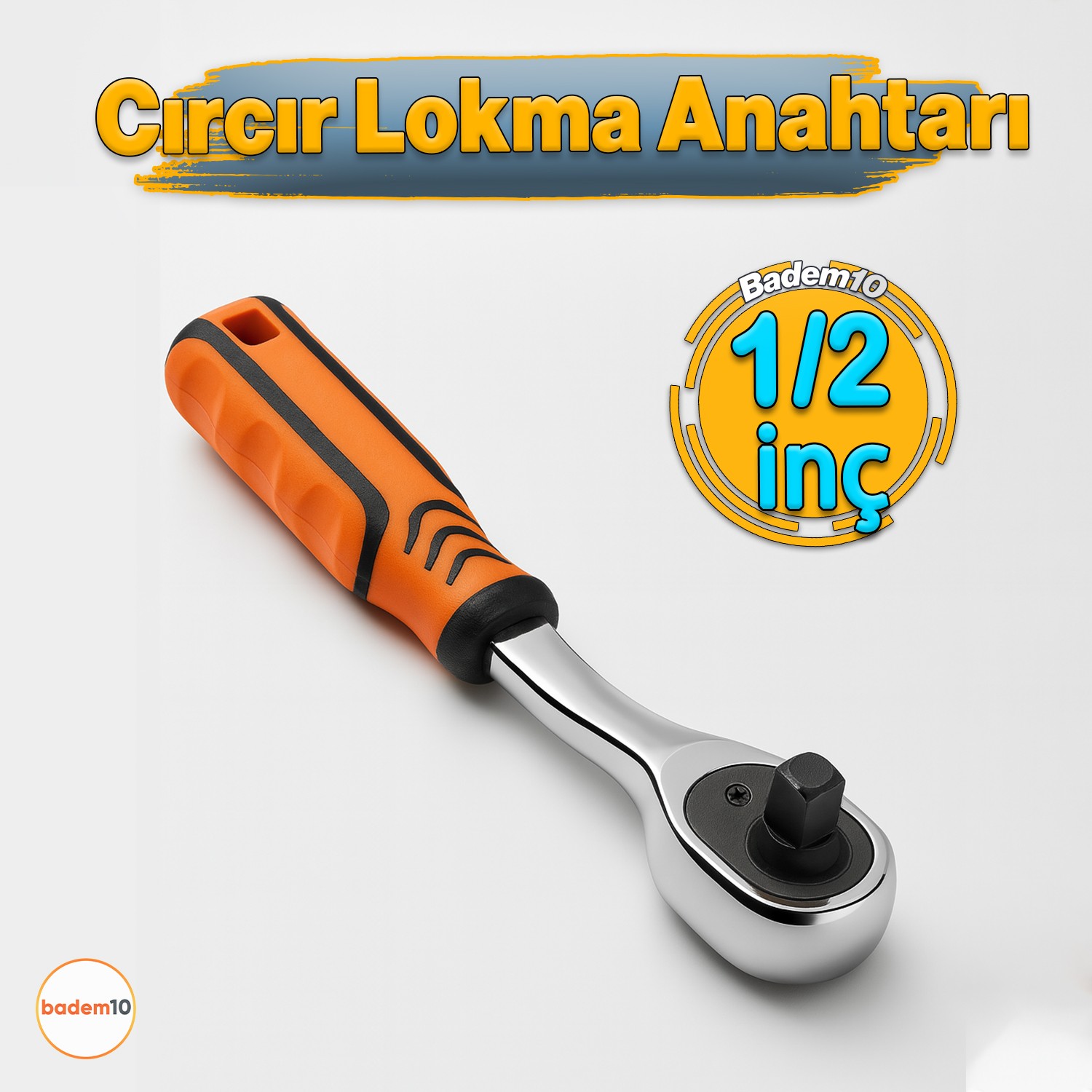 Profesyonel Cırcır Kol Lokma Anahtarı 1/2'' Ergonomik Kaymaz Saplı, Dayanıklı Krom Kaplama