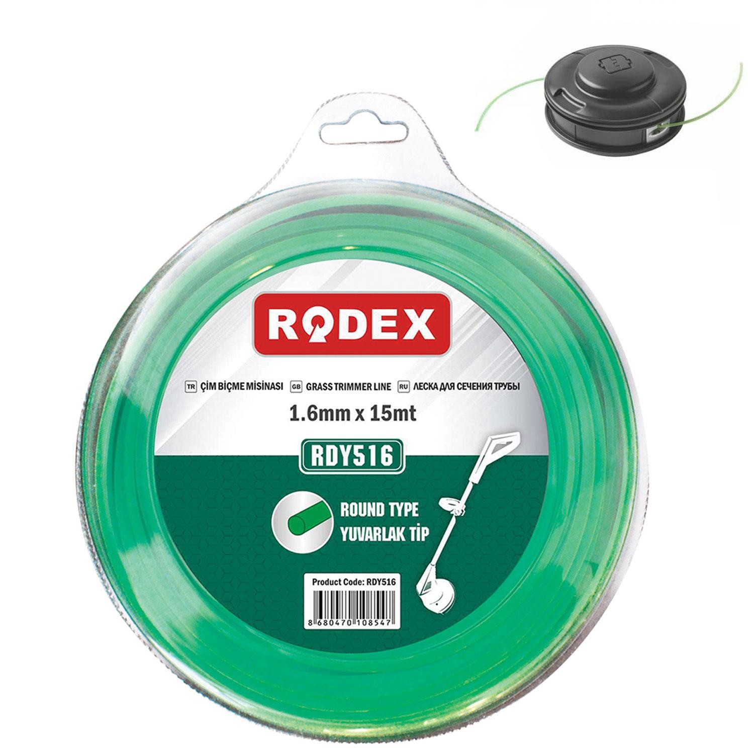 Rodex RDY516 Misina Motorlu Tırpan Yuvarlak Misina 1.6 mm 15 Metre Yeşil
