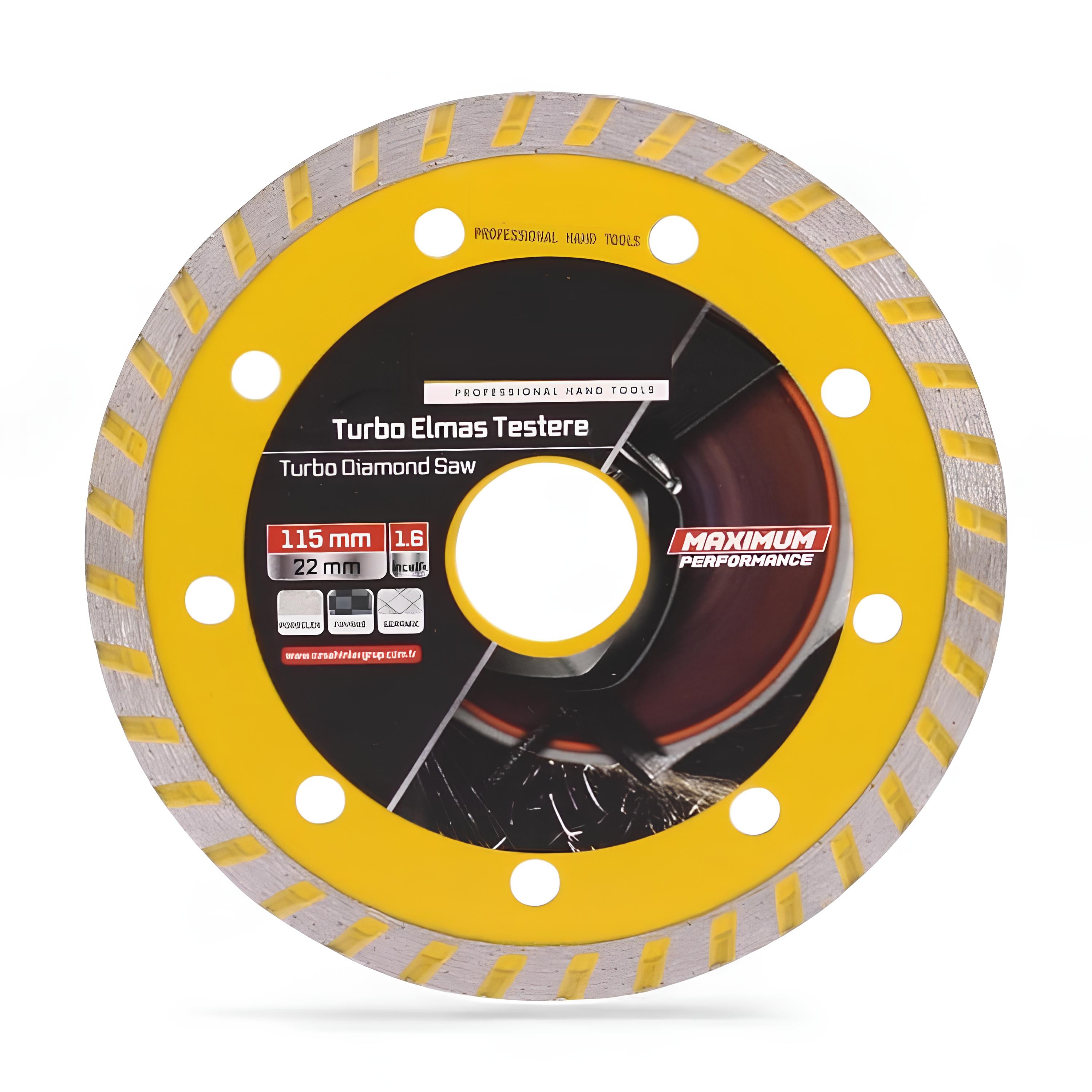 115x22x1.5 mm Turbo Elmas Seramik  İnşaat Mermer Porselen Fayans Granit Sulu Kuru Kesim Kesme Disk