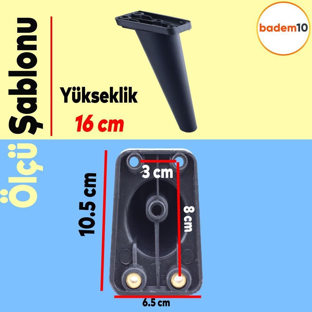 Regnum 6'lı Set Mobilya TV Ünitesi Çekyat Koltuk Kanepe Destek Ayağı 16 cm Siyah Ayak M8 Civatalı