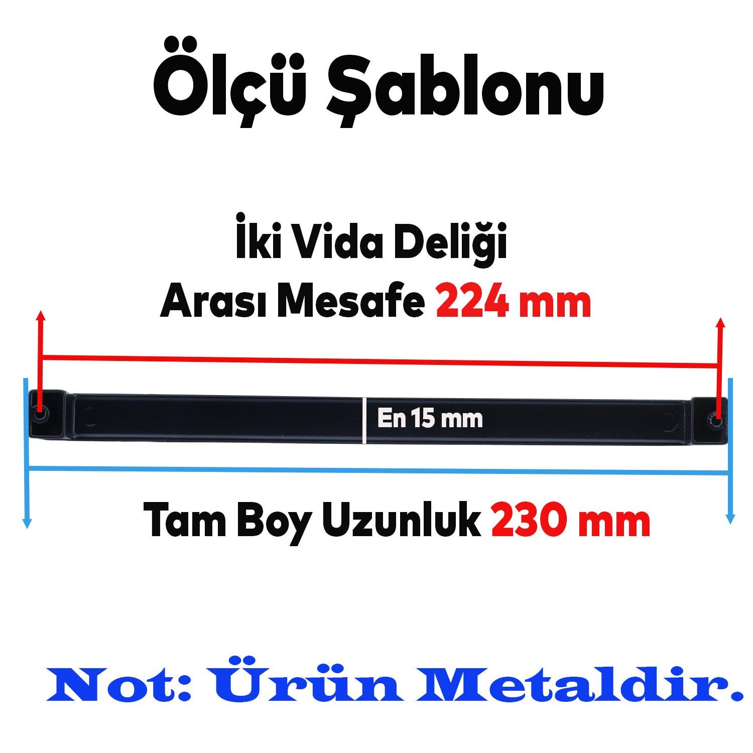 Bihter Düz Mobilya Mutfak Dolabı Çekmece Dolap Kulpu Kulbu Siyah (224 MM-22.4 CM) Metal Kulpları