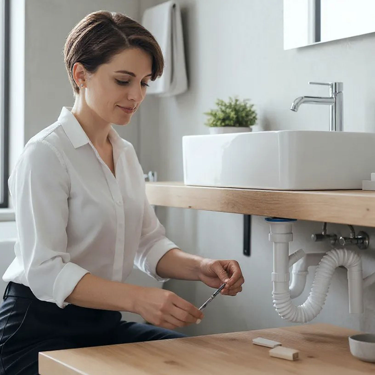 Lavabo Sifonu Çift Çıkışlı Körüklü Hortum Çamaşır ve Bulaşık Makinesi Uyumlu Süzgeç Koku Yapmaz