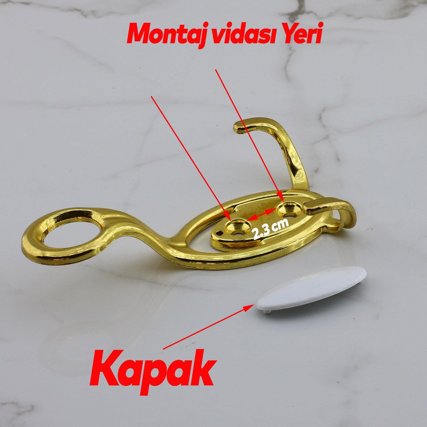 İlknur 5 Adet Portmanto Vestiyer Duvar Askısı Metal Dolap Elbise Askılığı Askılık Gold Beyaz 5 Adet