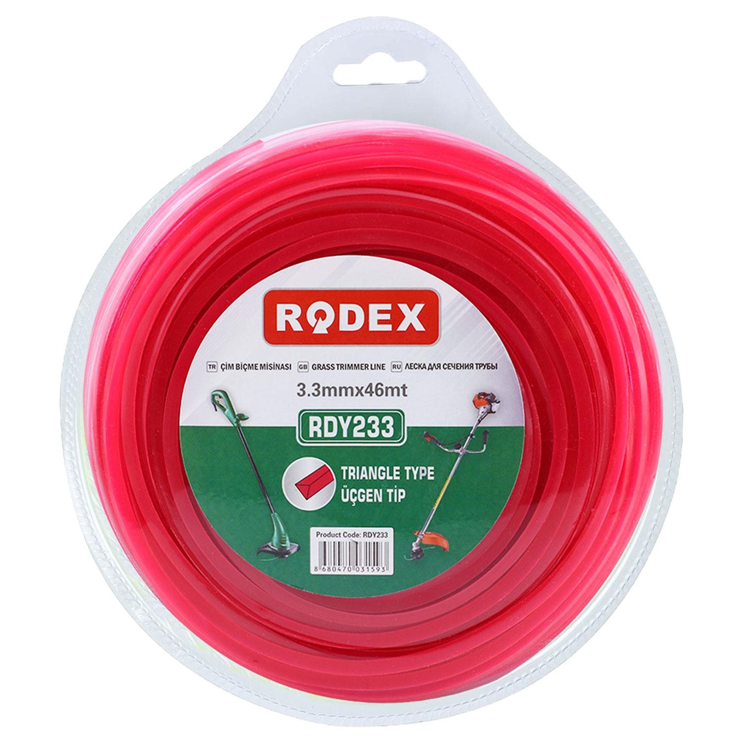 Rodex RDY233 Misina Motorlu Tırpan Üçgen Misina 3.3 mm 46 Metre Çim Ot Biçme Teli