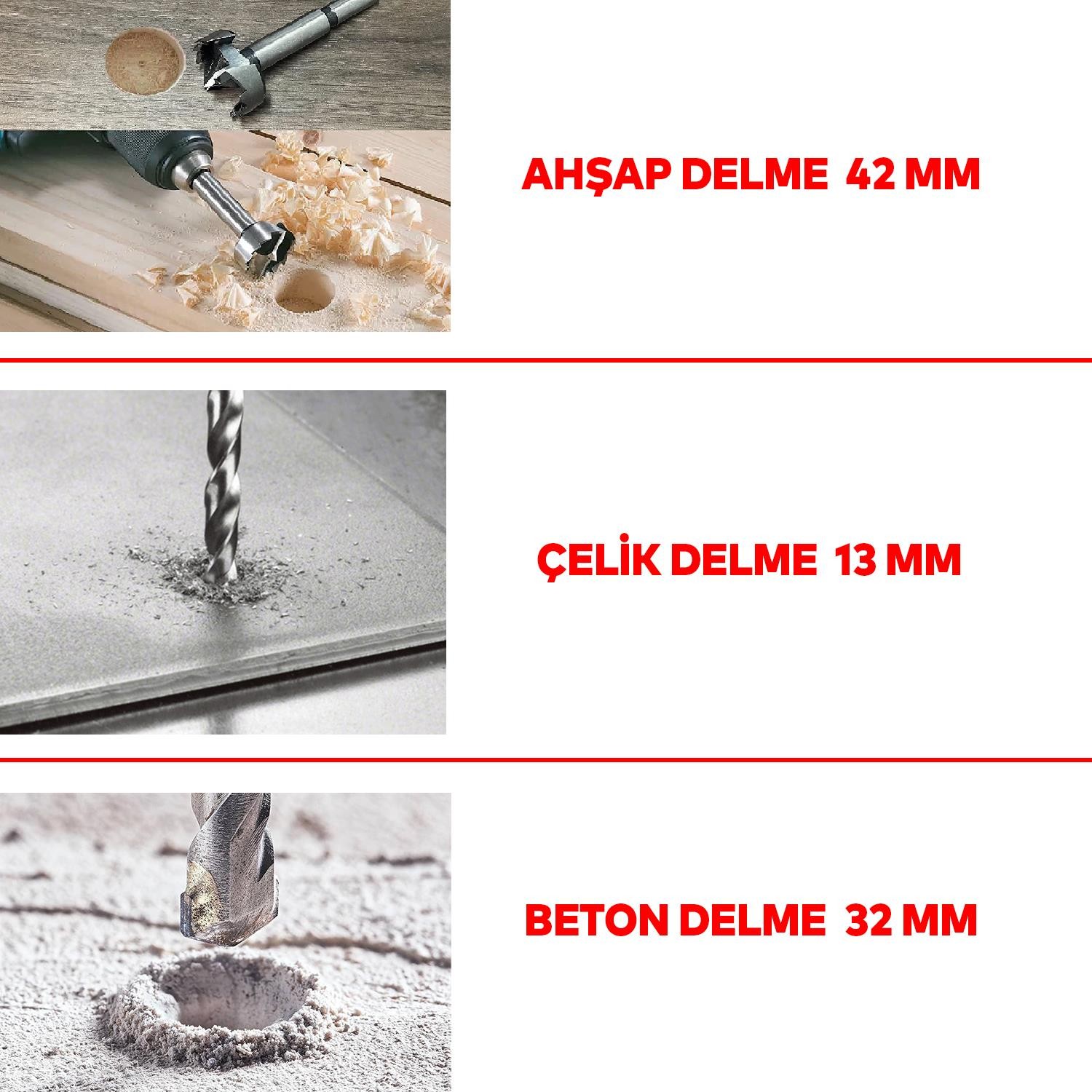 Kırıcı Delici Darbeli Matkap 1500 W Kömürlü Ahşap Metal Beton Elektropnömatik Delme Kırma Makine