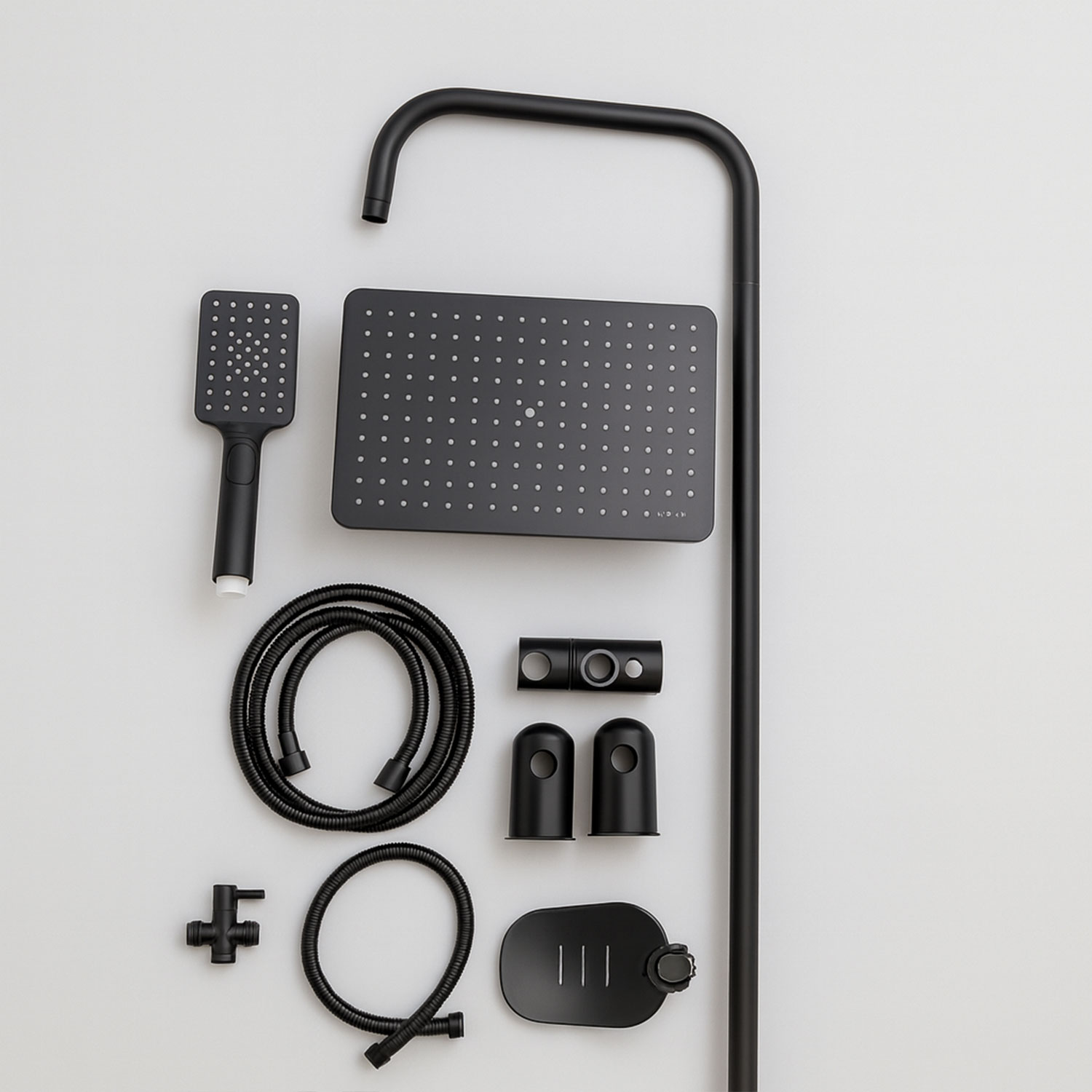 Robot Duş Seti Tam Takım Siyah Lüks Yağmurlama Çok Fonksiyonlu El Duşu Başlıklı Vidalı Duş Sistemi