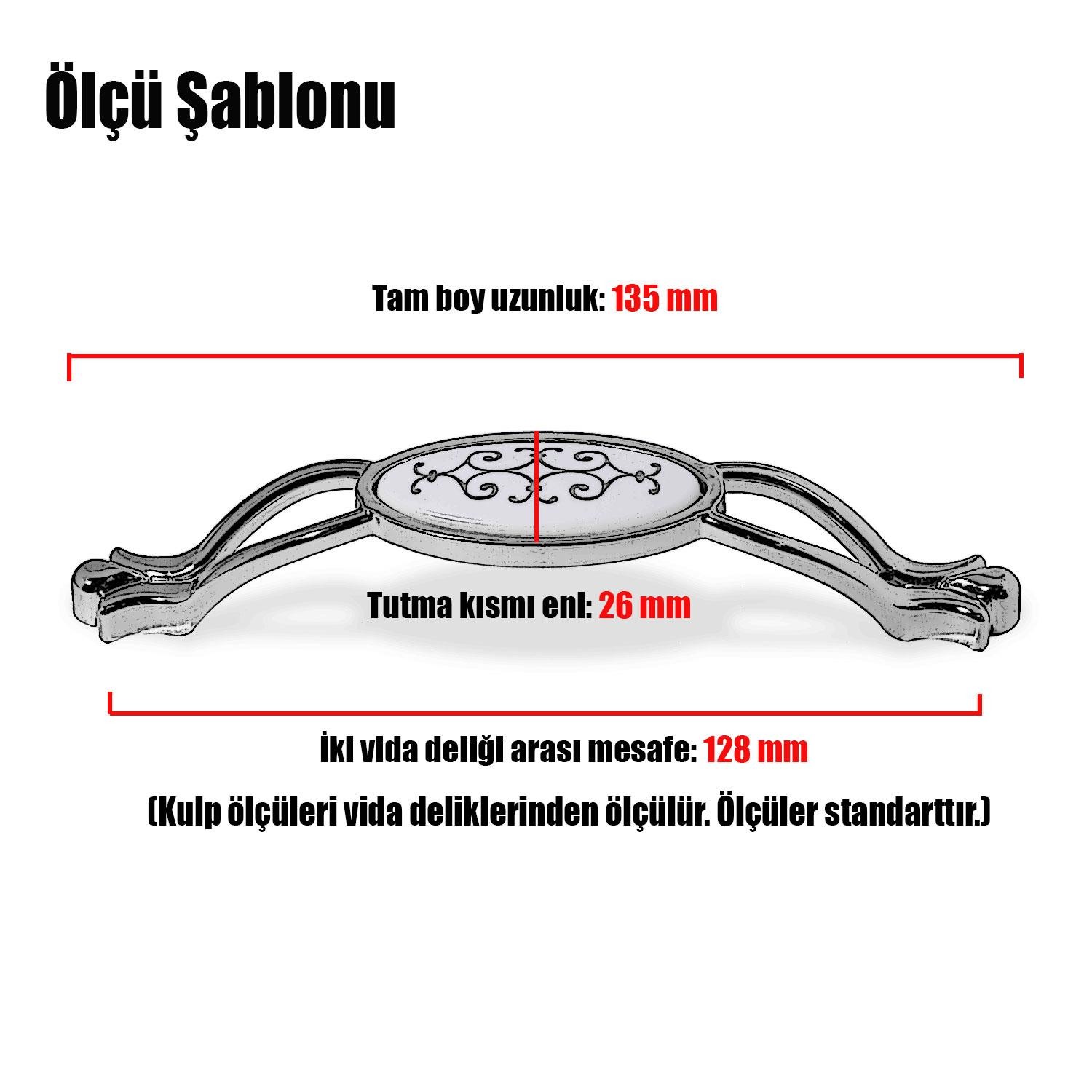 Erdem Çekmece Dolap Kapak Kulpu Kulbu 128 mm Lüks Metal Kulp