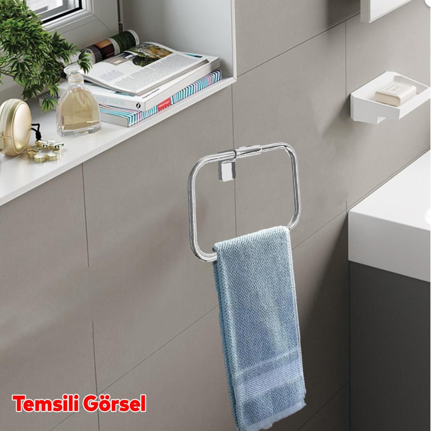 Metal Sağlam Vidalı Krom Renk Havluluk Aparat Banyo Mutfak Lavabo Havlu Standı Paslanmaz