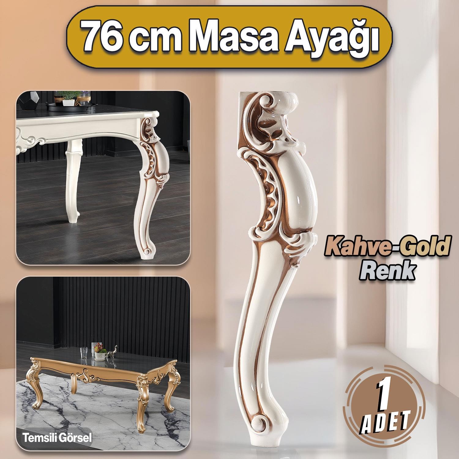 Valenta Masa Dresuar Ayağı 76 cm Plastik Ayak Mutfak Yemek Masası Mobilya Ayakları Krem Kahve