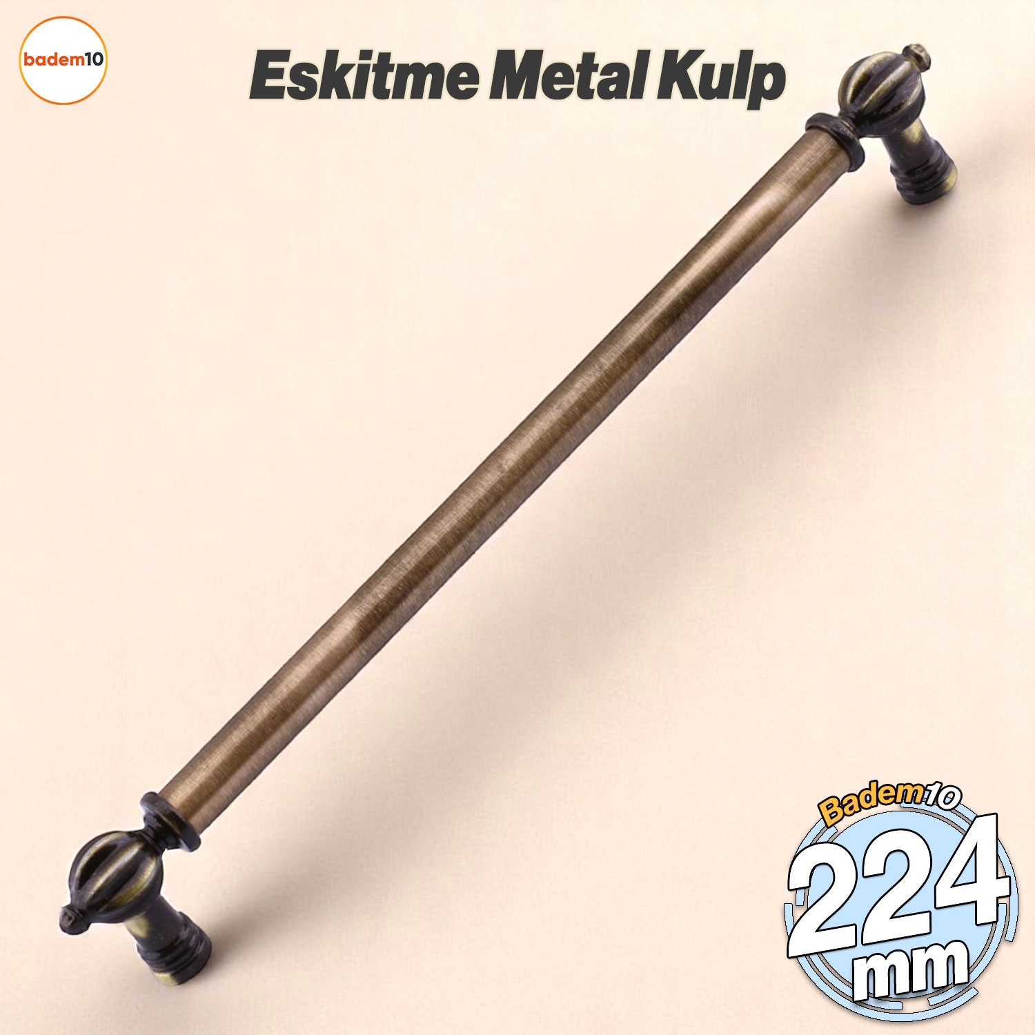 Defne Metal Eskitme Antik Sarı Kulp 224 mm Mobilya Çekmece Mutfak Dolabı Dolap Kulpları Kulb Kulpu