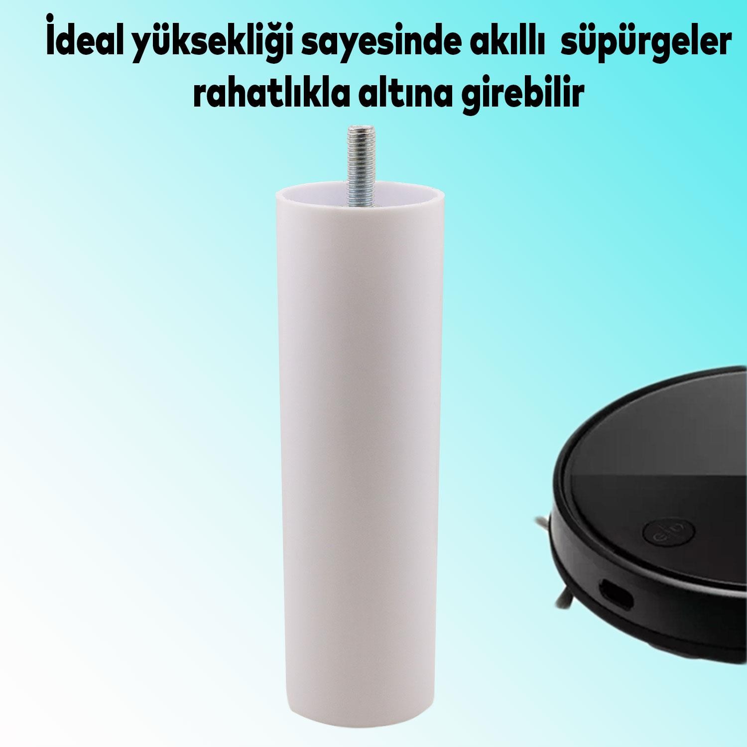 Destek Ayağı 2 ADET 15 cm Mobilya Kanepe Koltuk Baza Yükseltme Yükseltici M8 Civatalı Ayakları Beyaz