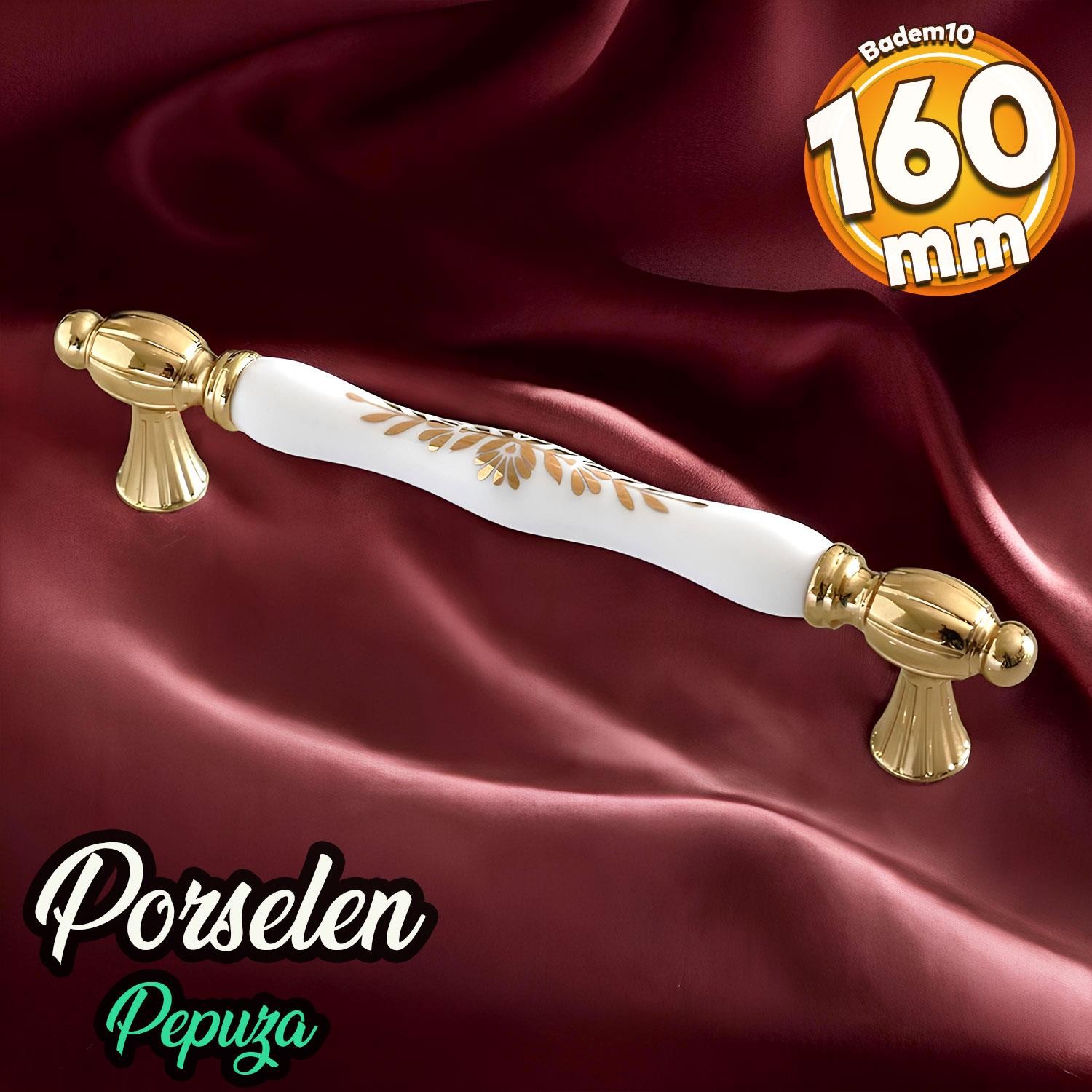 Pepuza Gerçek Porselen Altın Gold 160 mm Mobilya Mutfak Kulp Çekmece Dolap Kulplar Kulpu Kulbu