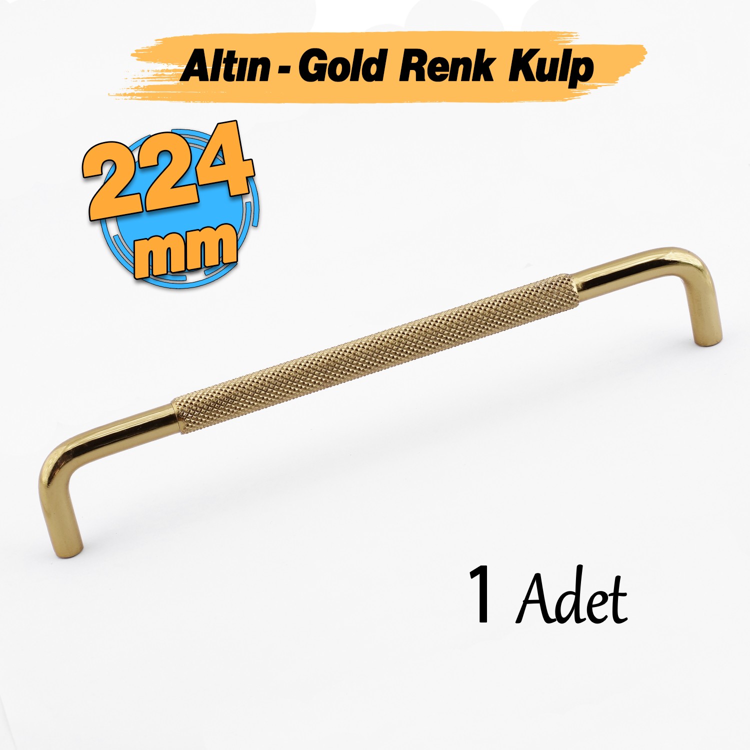 Tırtıklı Altın Gold Metal Kulp 224 mm 22.4 cm Mobilya Çekmece Dolap Dolabı Modern Kapak Kulpları