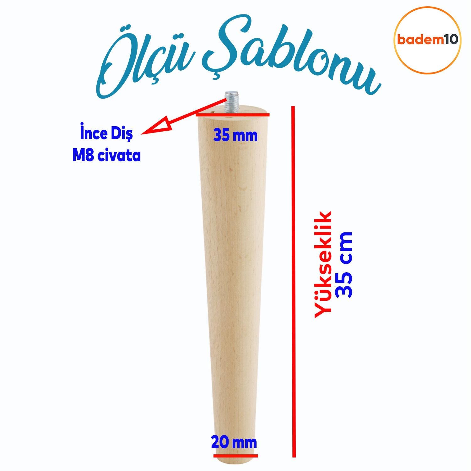 4'lü Ahşap Sehpa Ayak Takımı 35 cm Zigon Puf Tabure Ayağı Masa Ayakları Açılı Bağlantı Aparatı Dahil