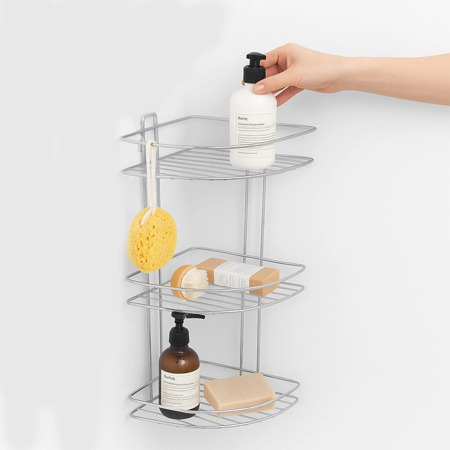 Banyo Duş Köşe Rafı Üç Katlı Krom Şampuanlık Paslanmaz Metal Duvar Tipi Düzenleyici Organizer