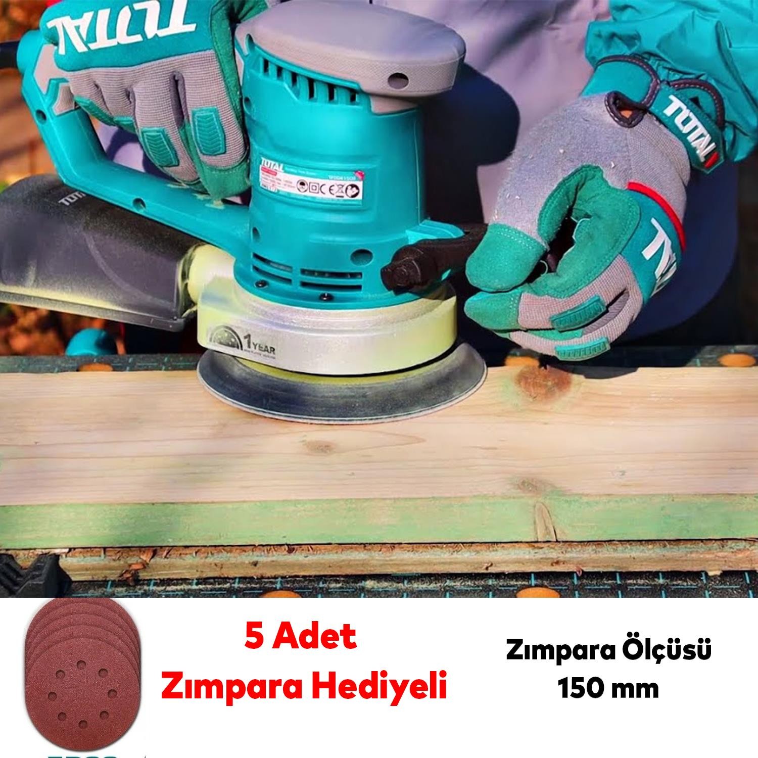 Eksantirik Zımpara Makinası 220 Volt Kablolu 450 W Total TF2041506 Ahşap Kavisli Yüzey Zımparalama