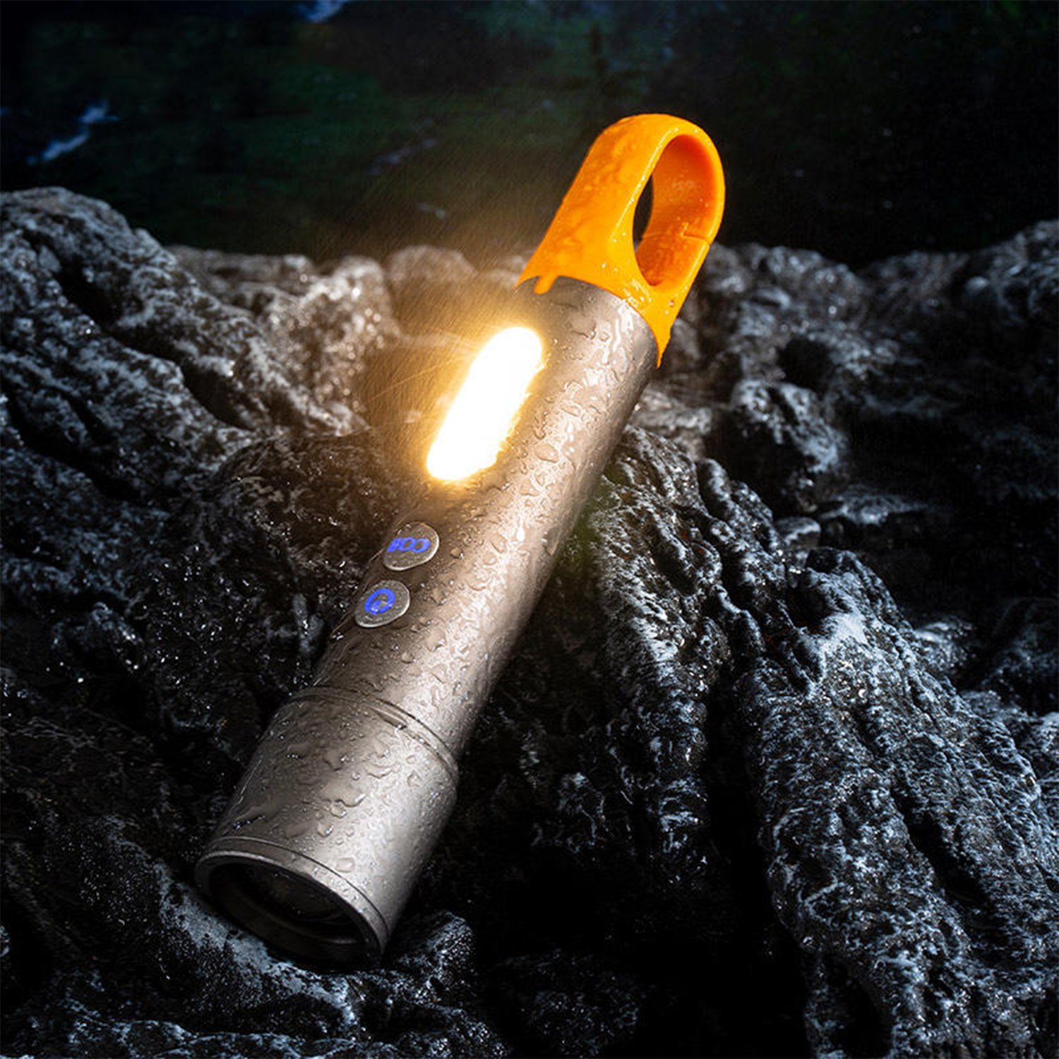 El Feneri 800 Lümen 2000 Metre Menzil 1200 mAh Şarjlı Powerbank Ledli Işık Lambası Su Geçirmez Kamp