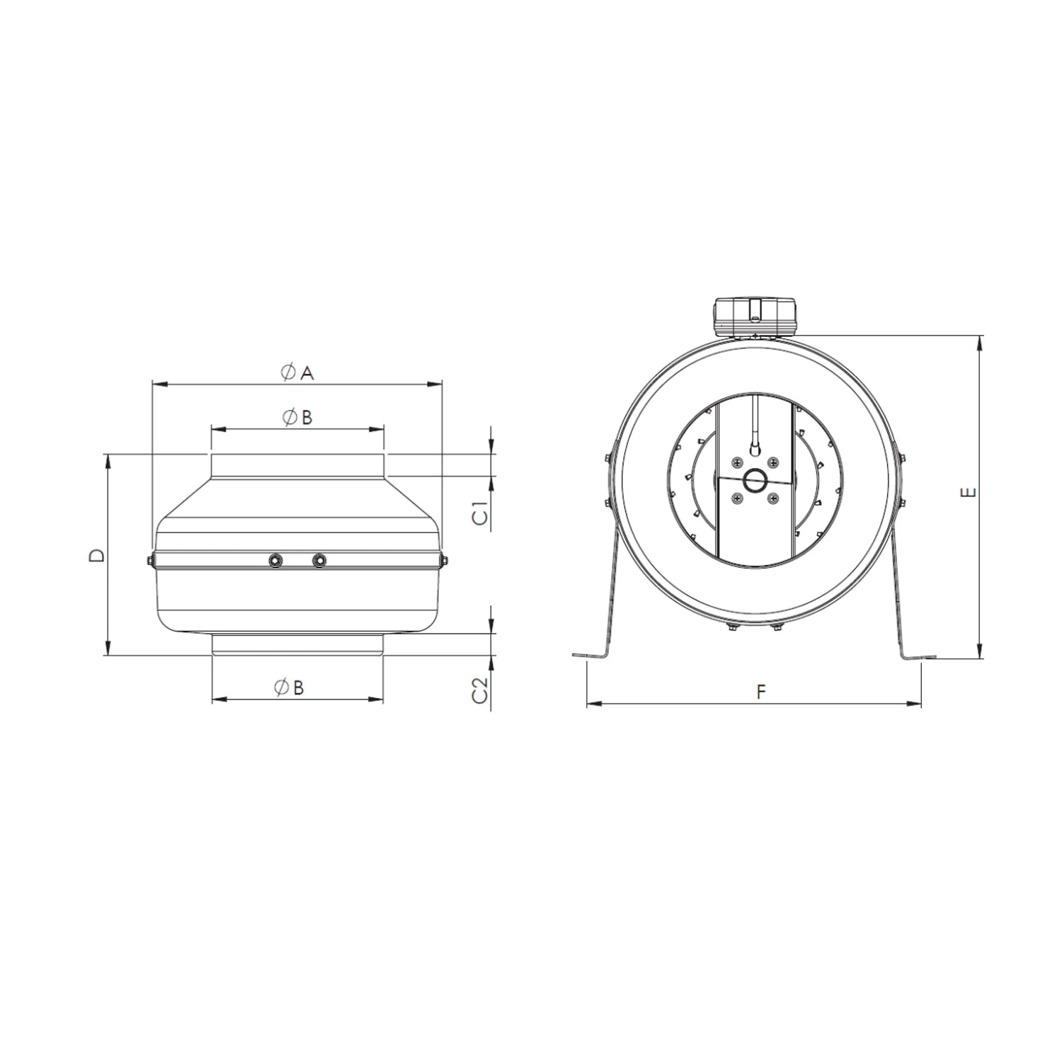 Kanal Tipi Radyal Fanlar Aspiratör Havalandırma Fanı Kirli Hava Tahliye Metal Vantilatör