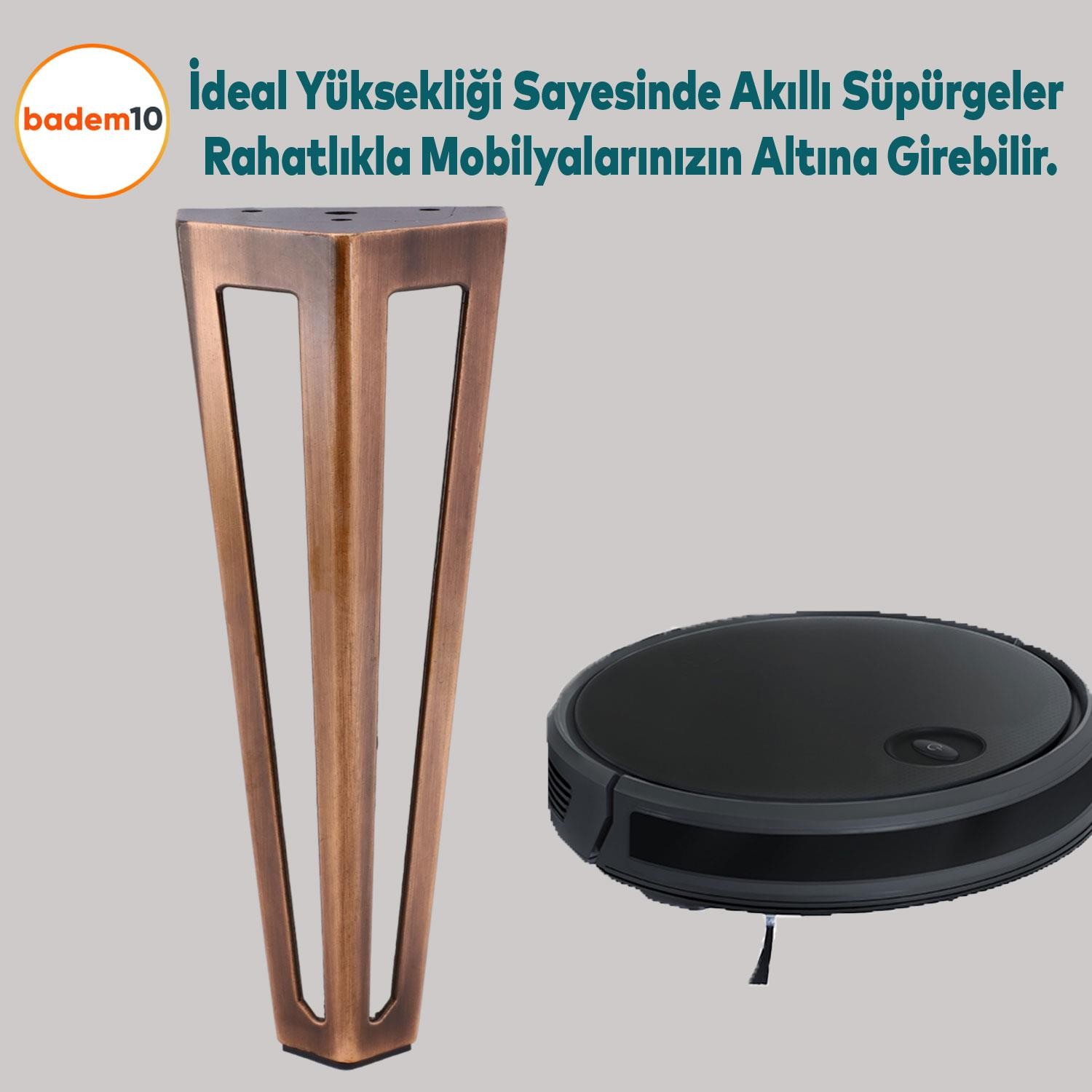 Ovit Ünite Mobilya Koltuk Konsol Tv Masa Ayağı Metal Ayakları 20 Cm Antik Bakır