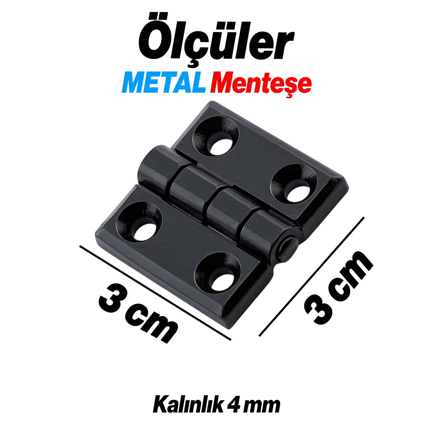 Siyah Metal 4 ADET SET Yaprak Menteşe 30x30mm Dayanıklı Mobilya Kapı Dolap Çekmece Kapak Aksesuar