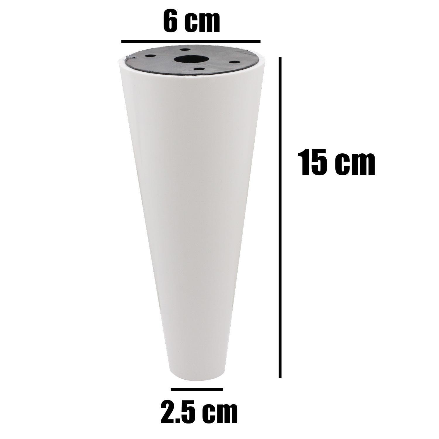 Mobilya Ayağı Konik 12'li Set TV Ünitesi Çekyat Koltuk Kanepe Destek Ayağı 15 cm Beyaz Baza Ayak