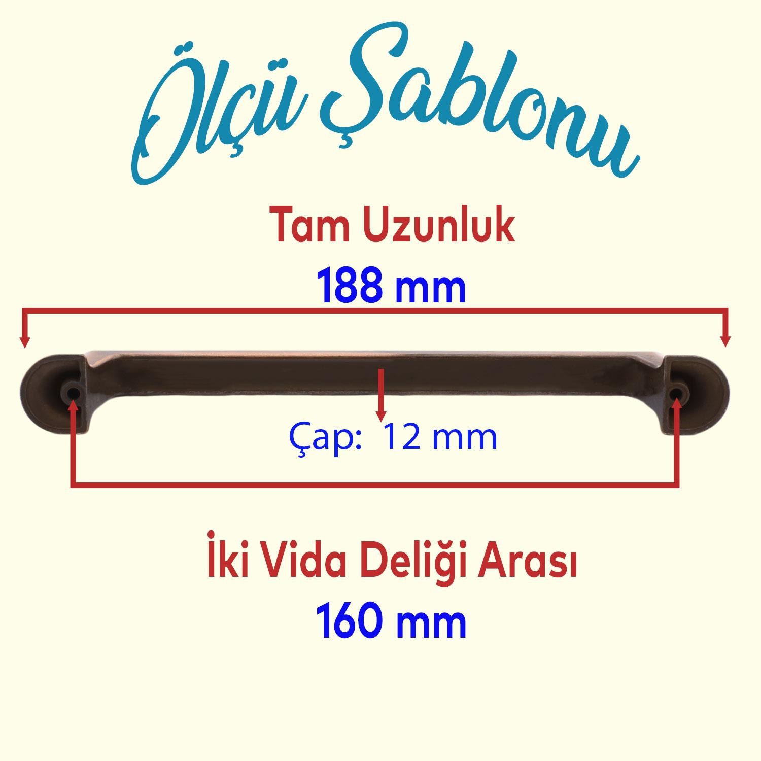 Simay Mobilya Mutfak Dolabı Çekmece Dolap Kapak Kulpu Düz Metal Kulp Kulbu Kulpu 160 mm Antik Bakır