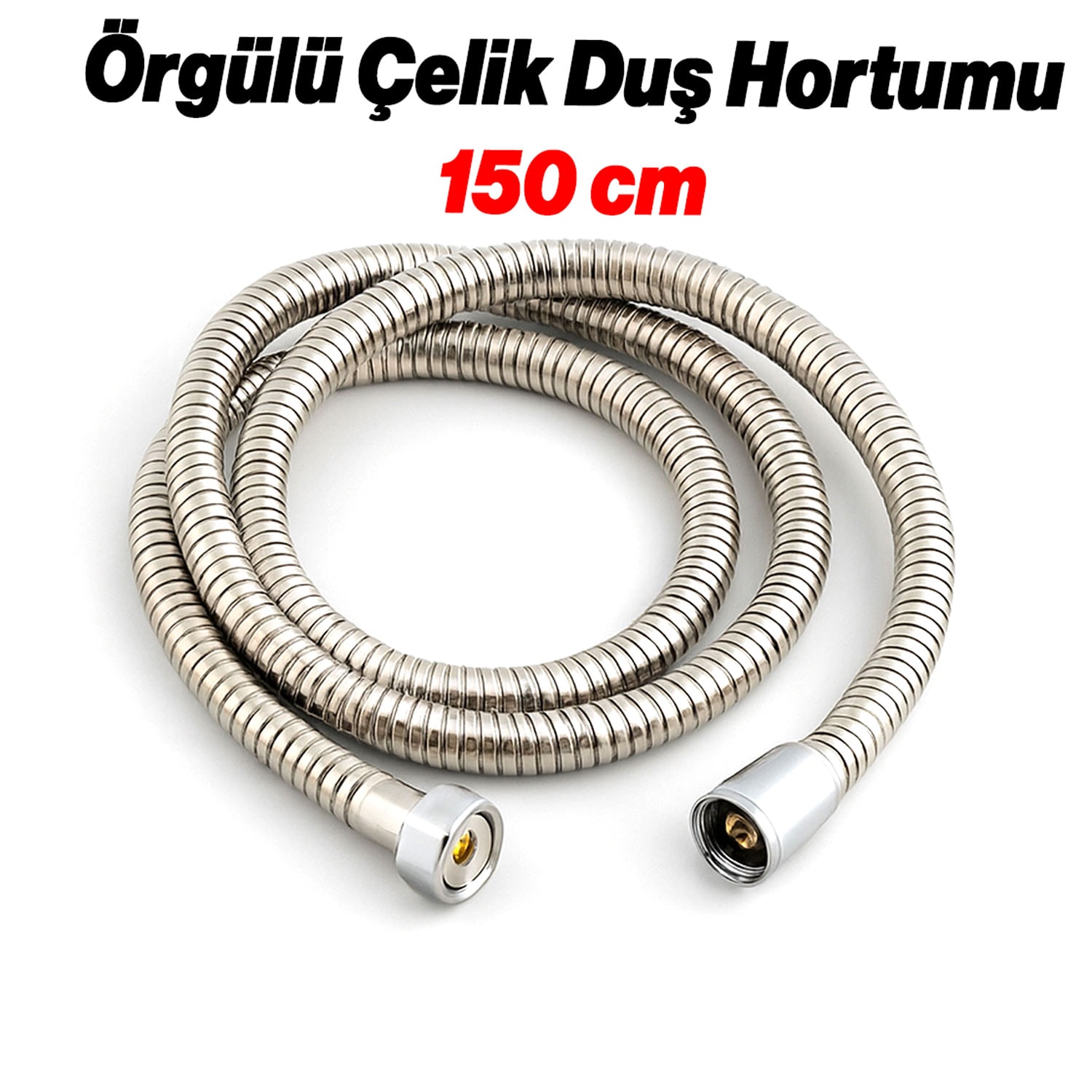 Mafsallı Duş Seti 3 Parça Krom Gümüş El Duşu Hortumu Banyo Aksesuarı Takımı Su Tasarruflu Başlığı