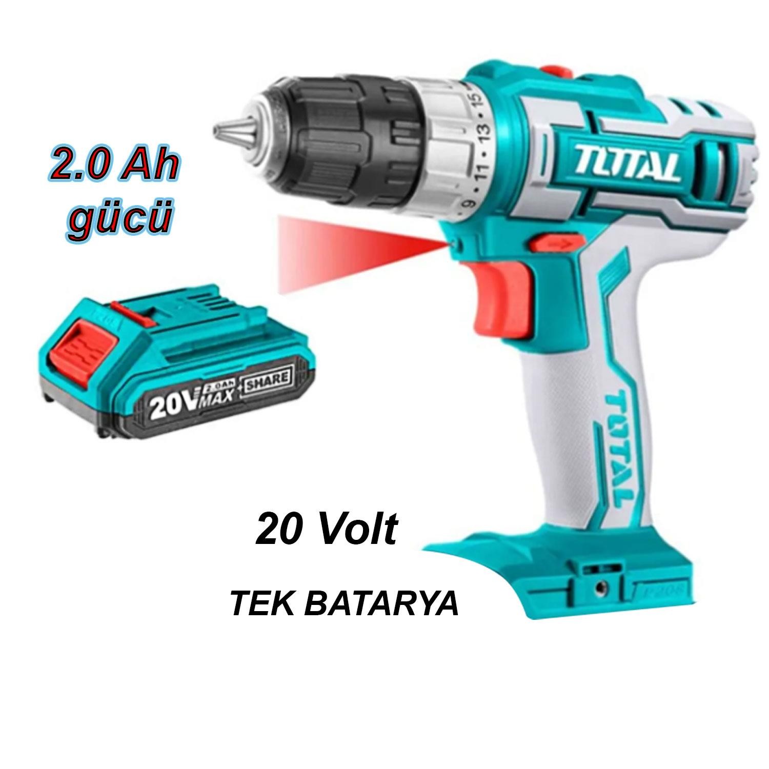 Total Li-ion Tek Akülü Vidalama Matkap 20V Lithium- lon