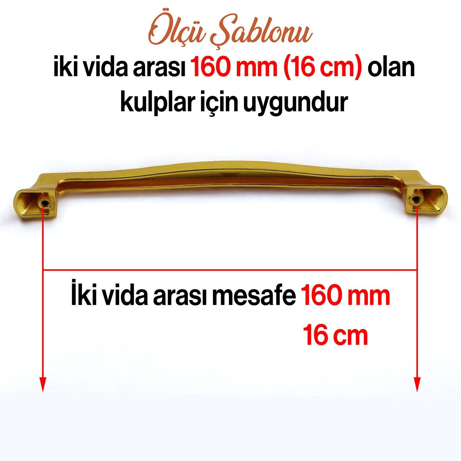 Venüs Kulp Altın Metal 160 mm - 16 cm Mobilya Mutfak Çekmece Dolap Dolabı Kapak Kulbu Kulpu Kulpları