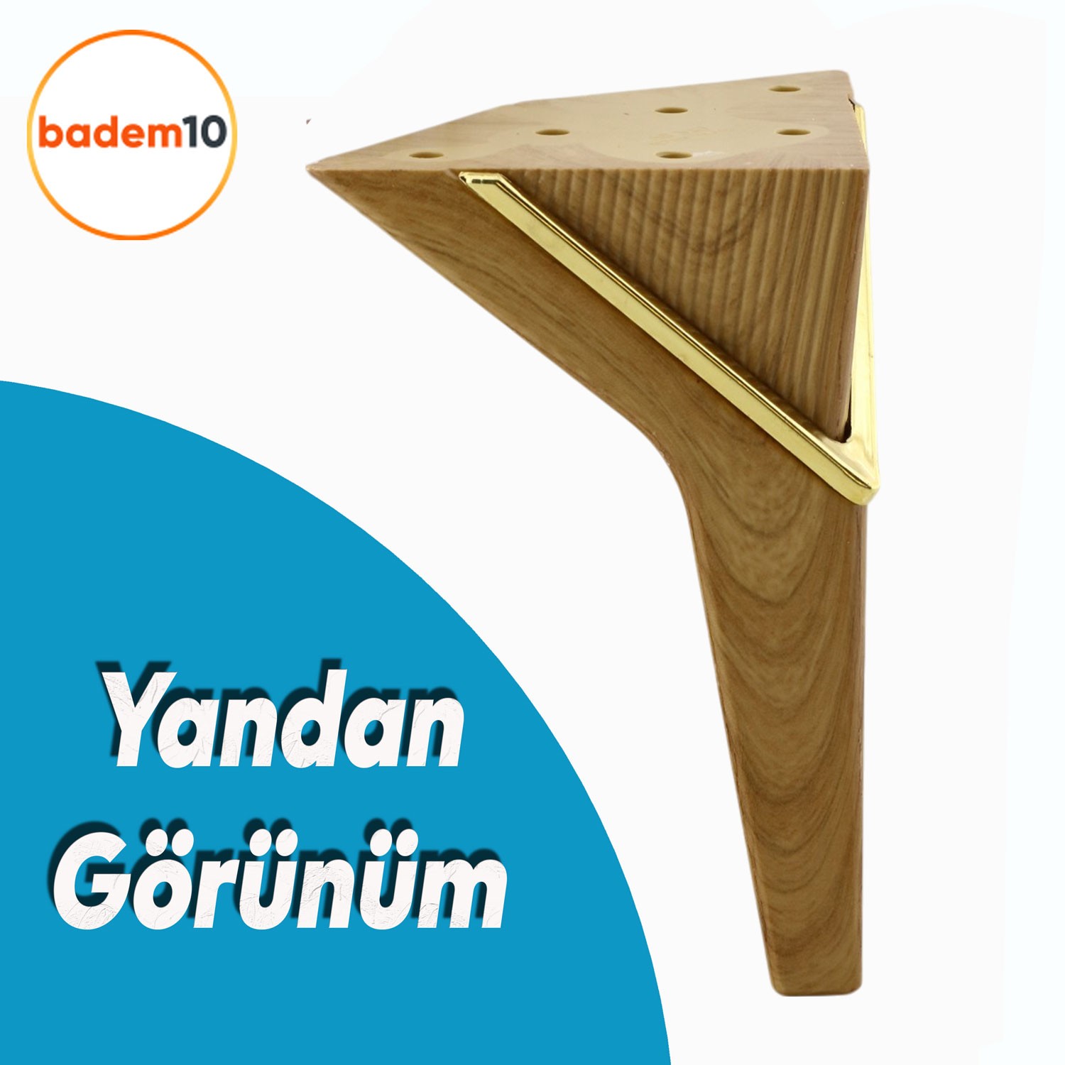 Empoli 16 cm Açık Ceviz Gold 4 Adet Lüks Mobilya Kanepe Koltuk Sehpa Tv Ünitesi Baza Ayağı Seti