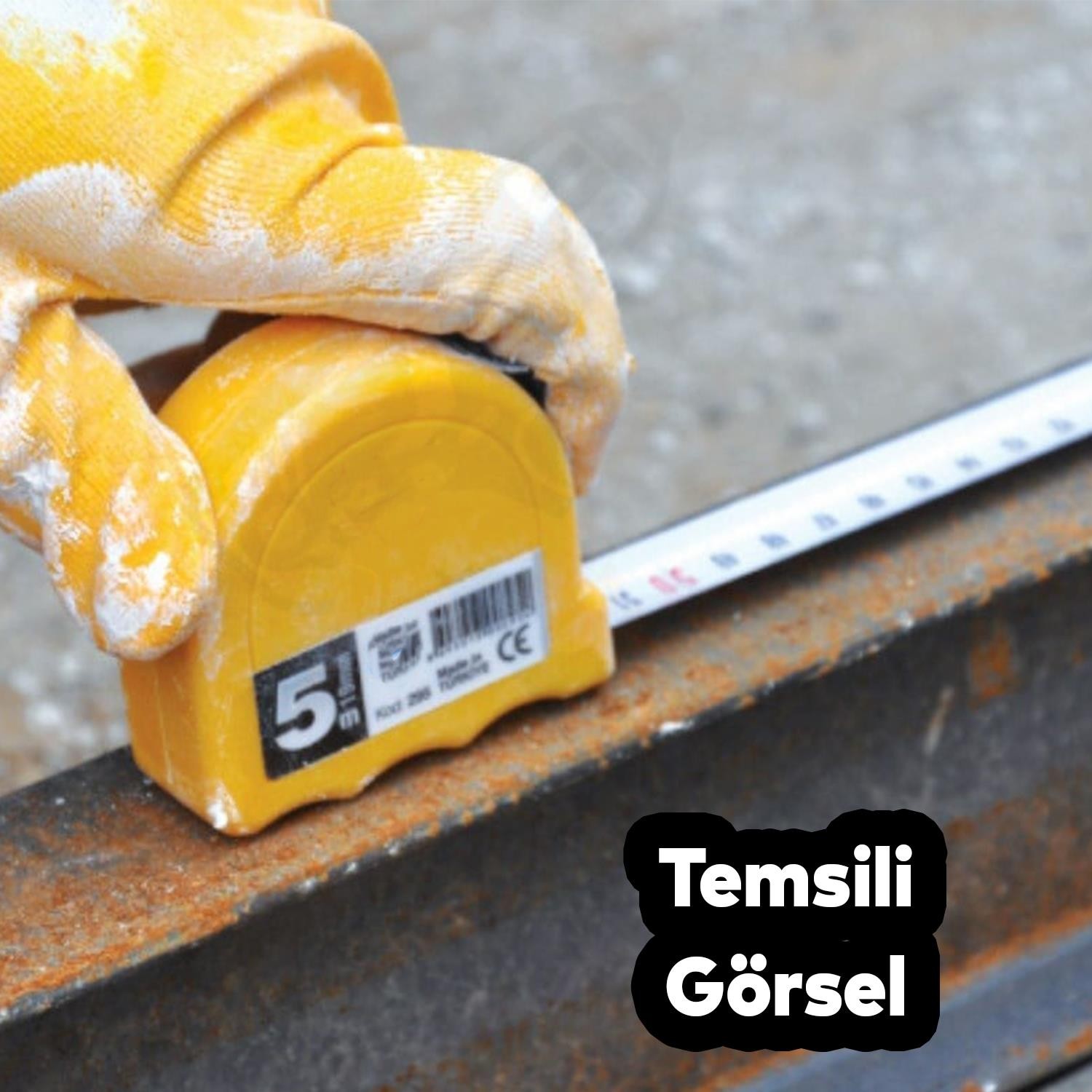 Bükülebilir Metre 5 metre Şerit Metal En 25 mm Düğmeli Ölçüm Ölçme Plastik Kasalı