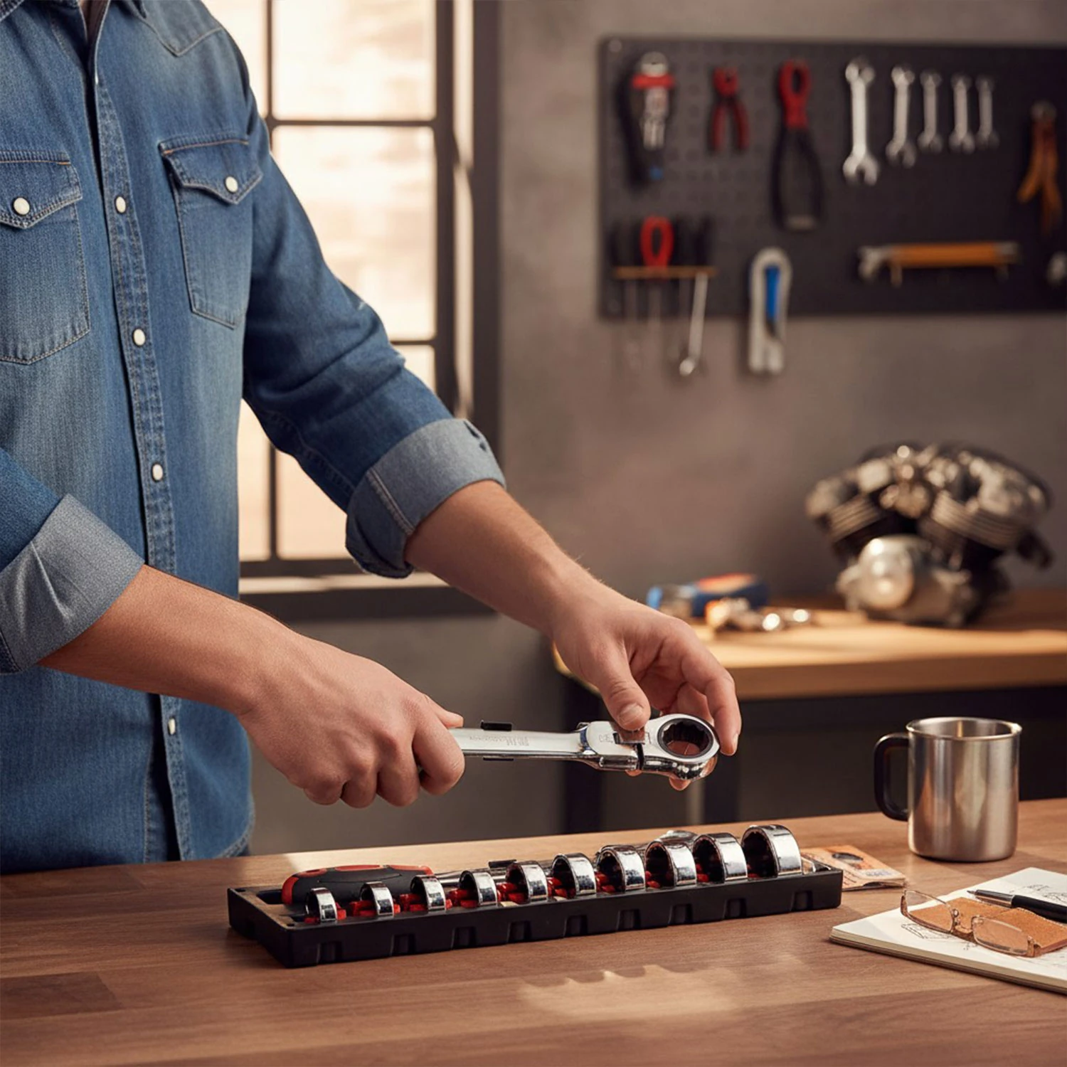 Profesyonel 13 Parça Değişebilir Kafalı Kombine Anahtar Takımı Çok Amaçlı Dayanıklı El Aleti Seti