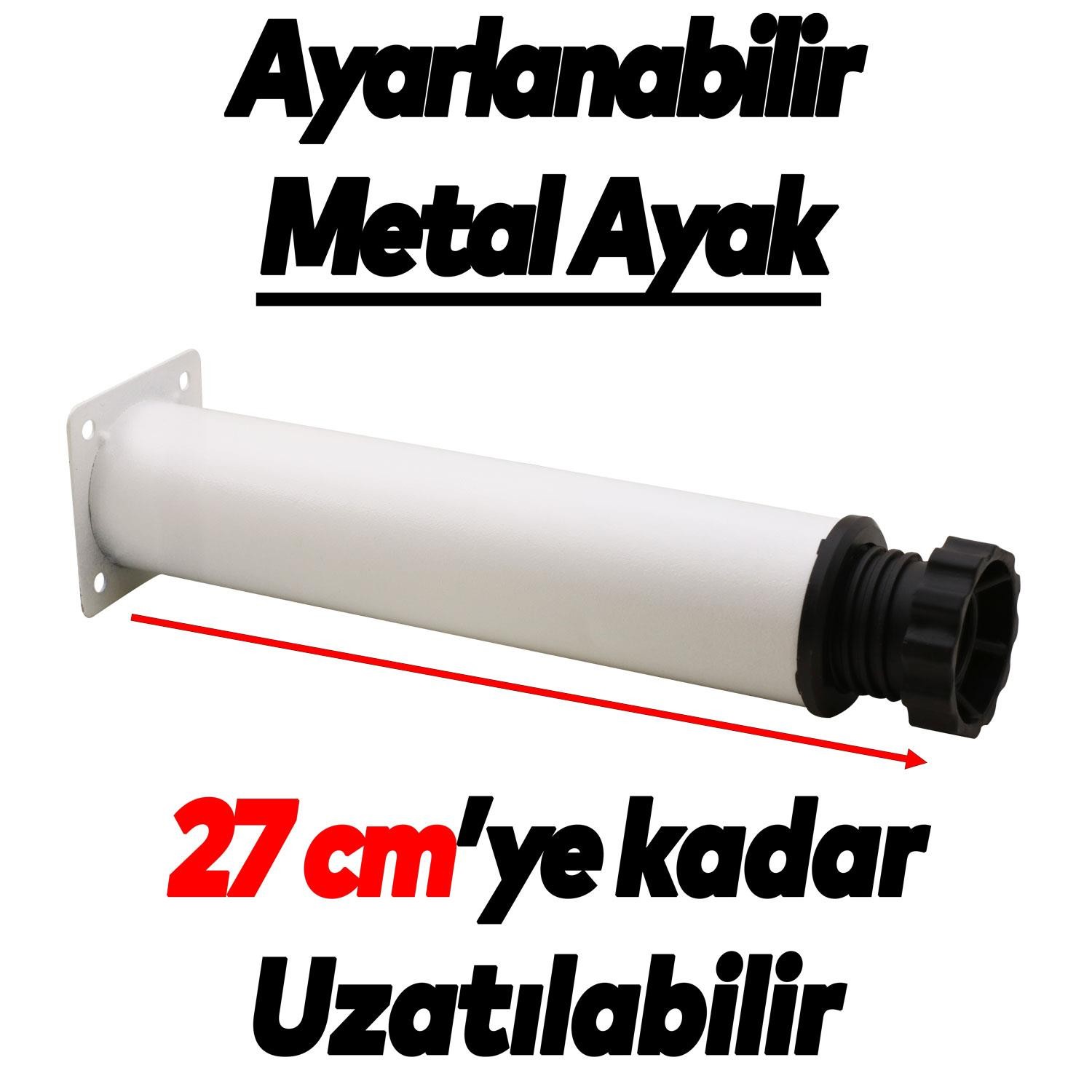 Ayarlanabilir Mobilya Kanepe Baza Koltuk Metal Destek Yükseltici Beyaz Ayağı Ayakları 25 cm 8 Adet