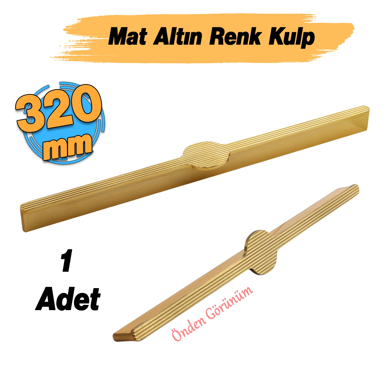 Saral Çizgili Mat Altın Metal Kulp 320 mm 32 cm Mobilya Çekmece Mutfak Dolabı Dolap Kapak Kulplar