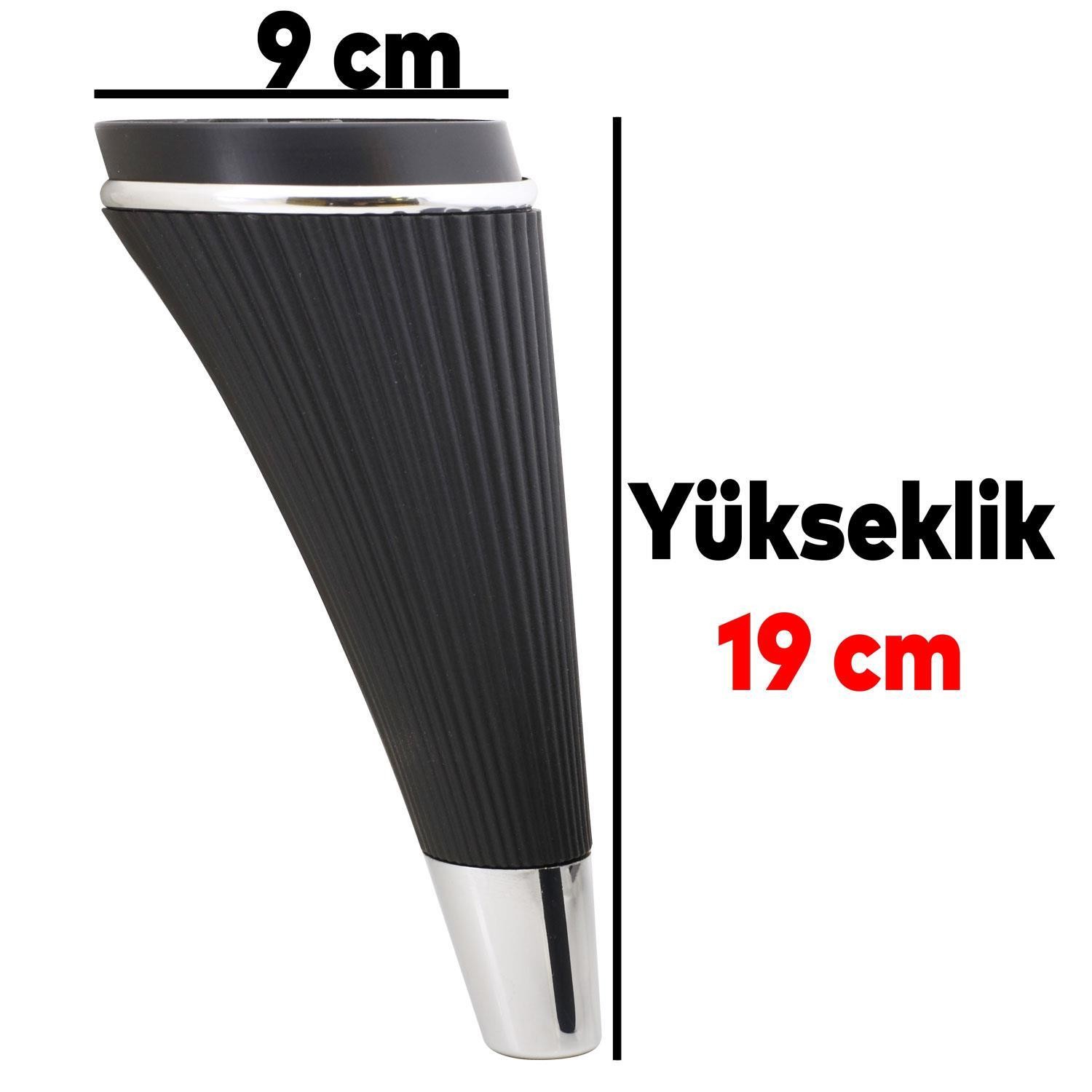 İron 6'lı Set Mobilya TV Ünitesi Çekyat Koltuk Kanepe Destek Ayağı 19 cm Siyah Ayak M8 Civatalı