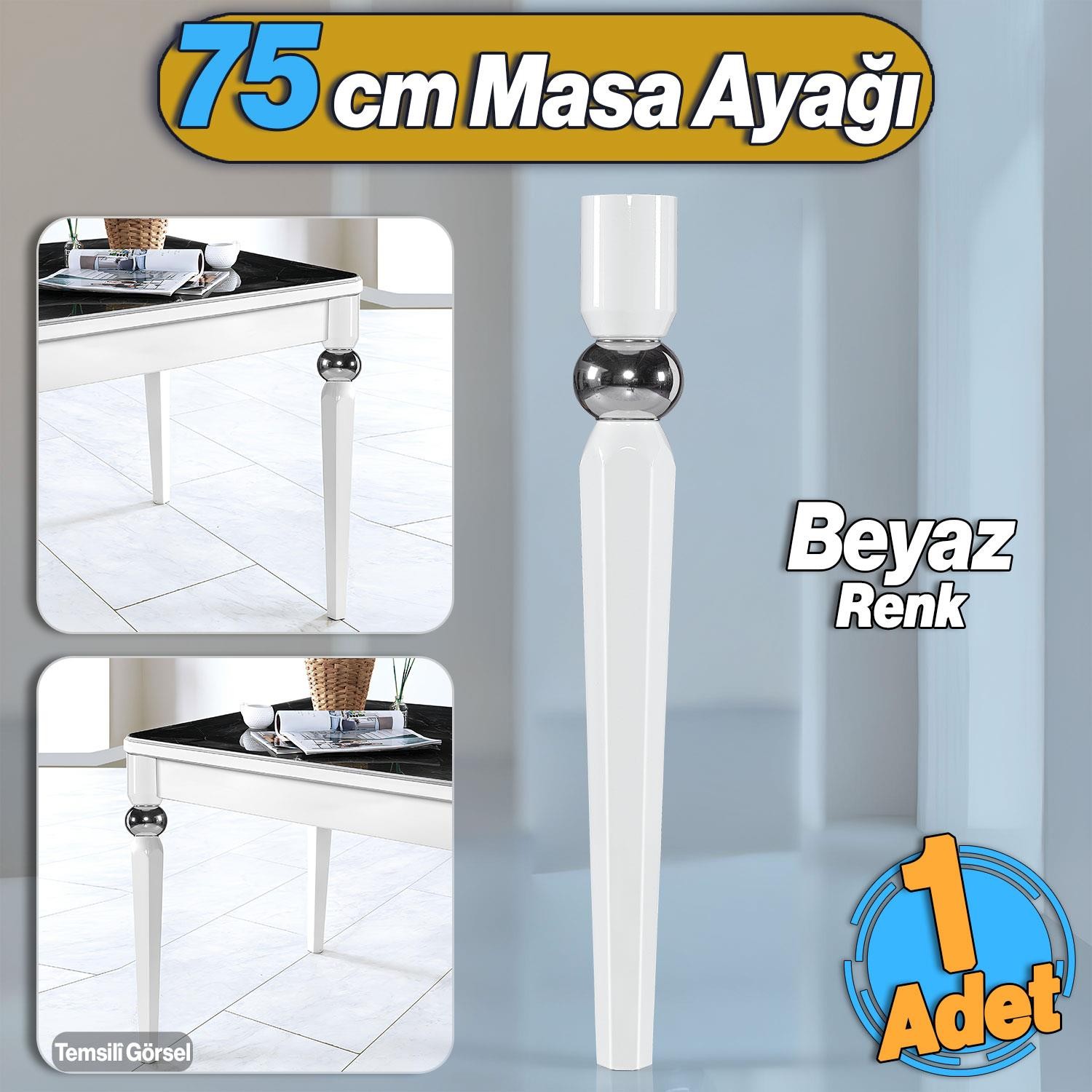 Elips Masa Dresuar Ayağı 75 cm Plastik Beyaz Ayak Mutfak Yemek Masası Mobilya Ayakları Beyaz