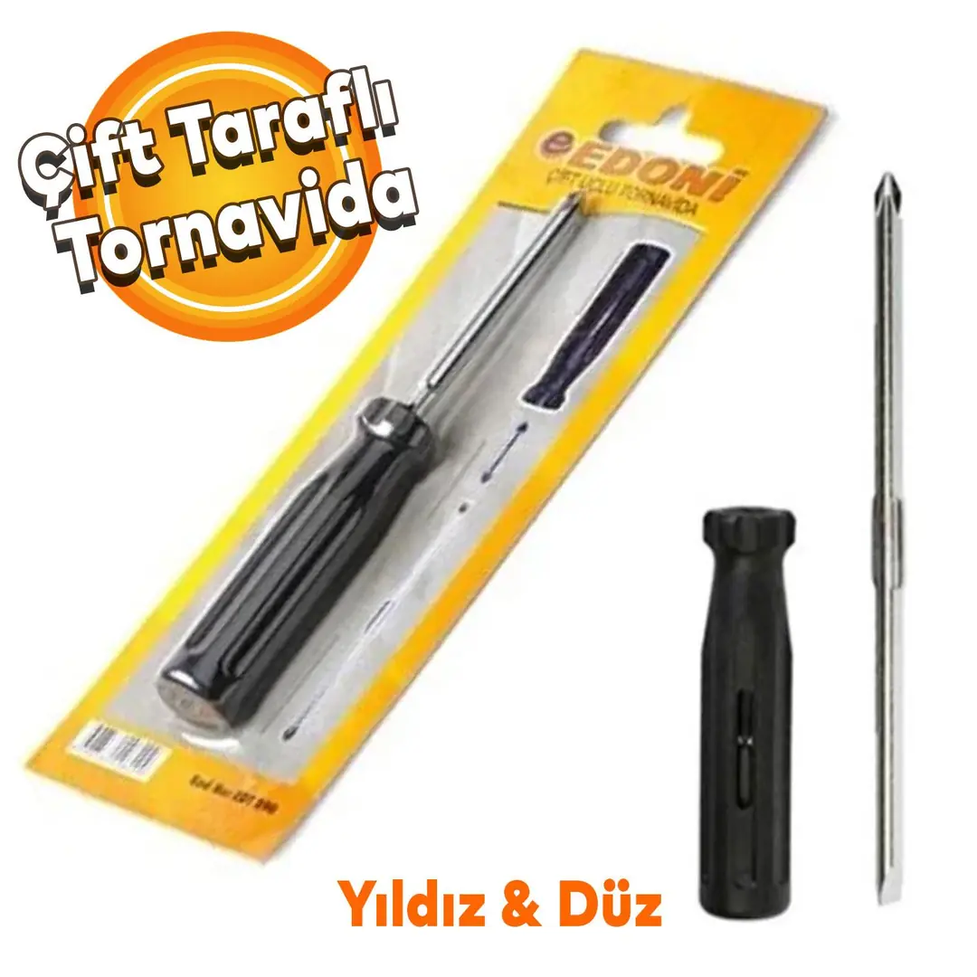 Edoni Edt890 Çift Uçlu Tornavida Yıldız+Düz Değişken Uçlu 15 cm