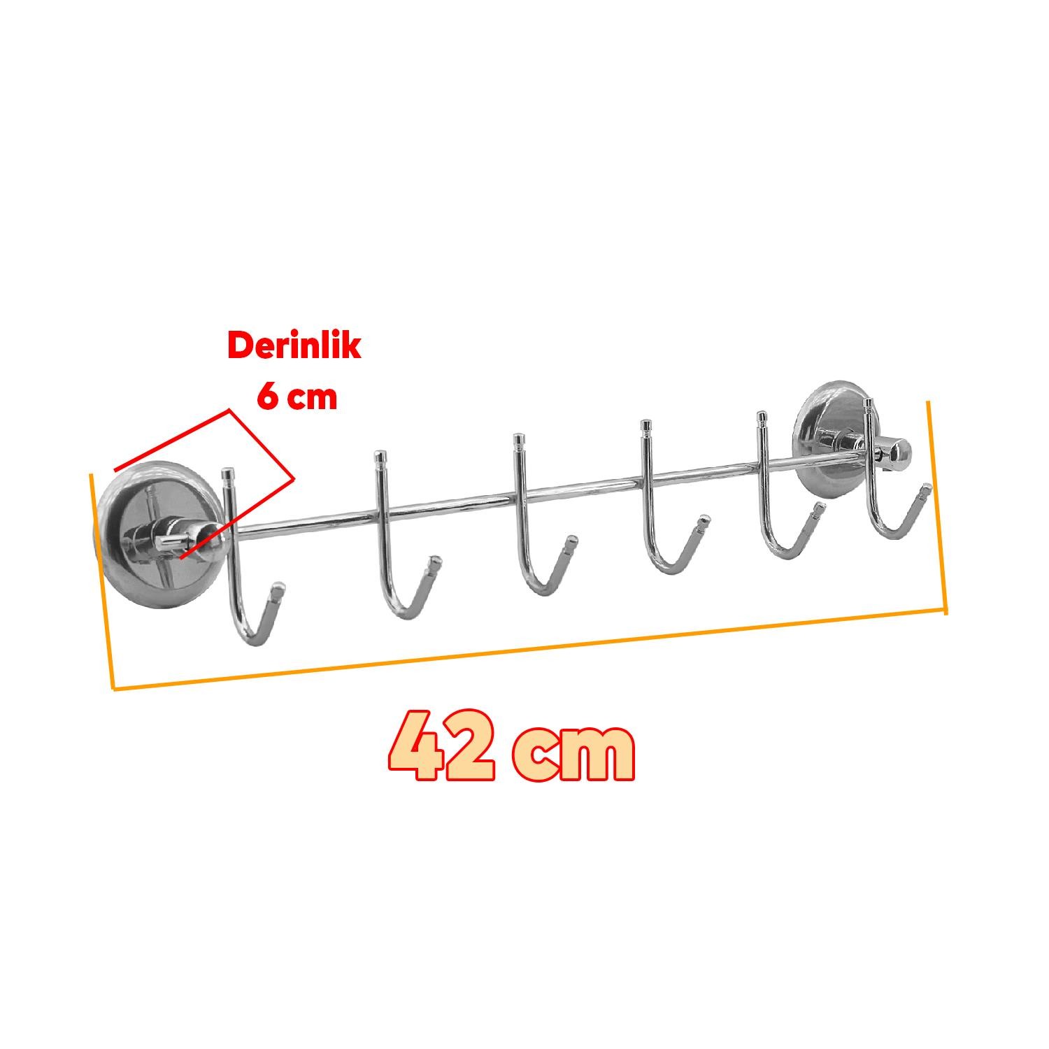 Elbise Havlu Asma Askı Metal 6'lı Banyo Lavabo Vidalı Askılık Sağlam Aparat Krom Askılık 