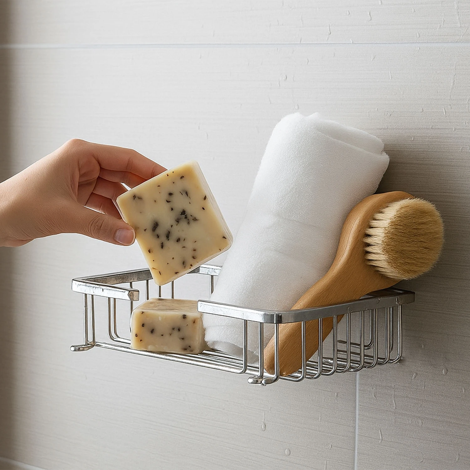 Banyo Köşe Duş Rafı Krom Tek Katlı Kare Şampuanlık Sabunluk Paslanmaz Metal Duvar Tipi Organizer