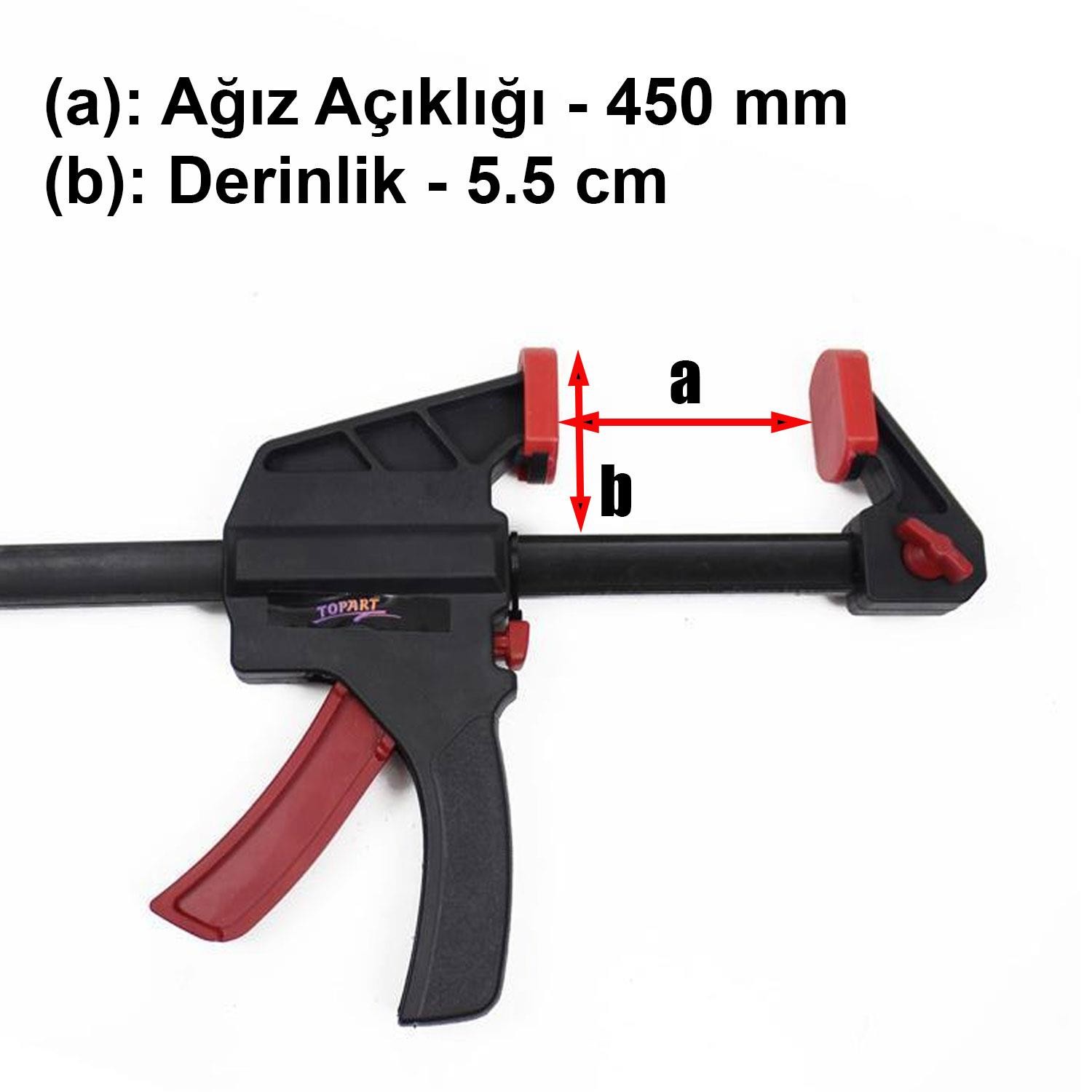 Topart Hafif Tip Sürgülü Tek Ele Uygun İç Dış İşkence Kıskaç 450 mm