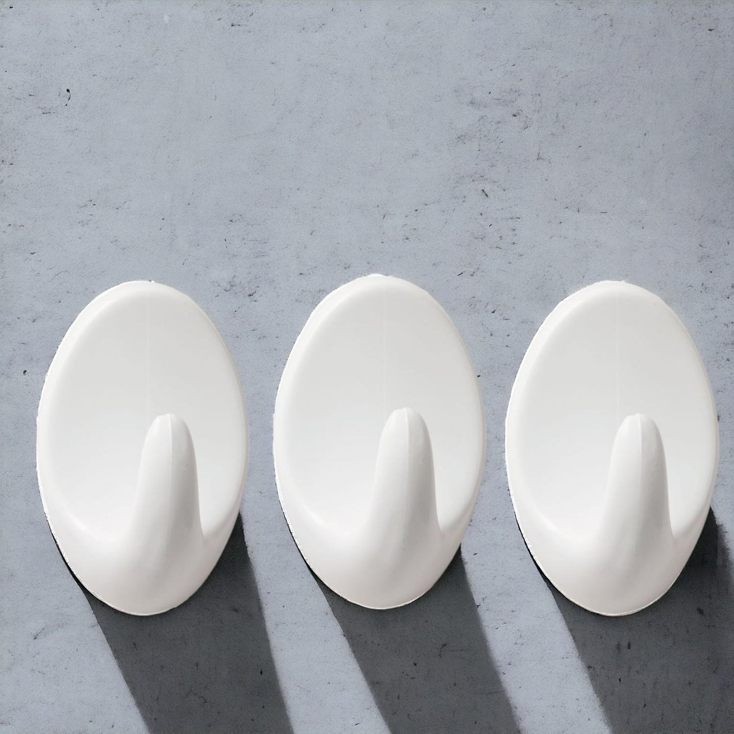 Yapışkanlı Banyo Lavabo Mutfak Askılık Beyaz Plastik Sağlam Asma İz Bırakmayan Askı 3 Adetli Set 