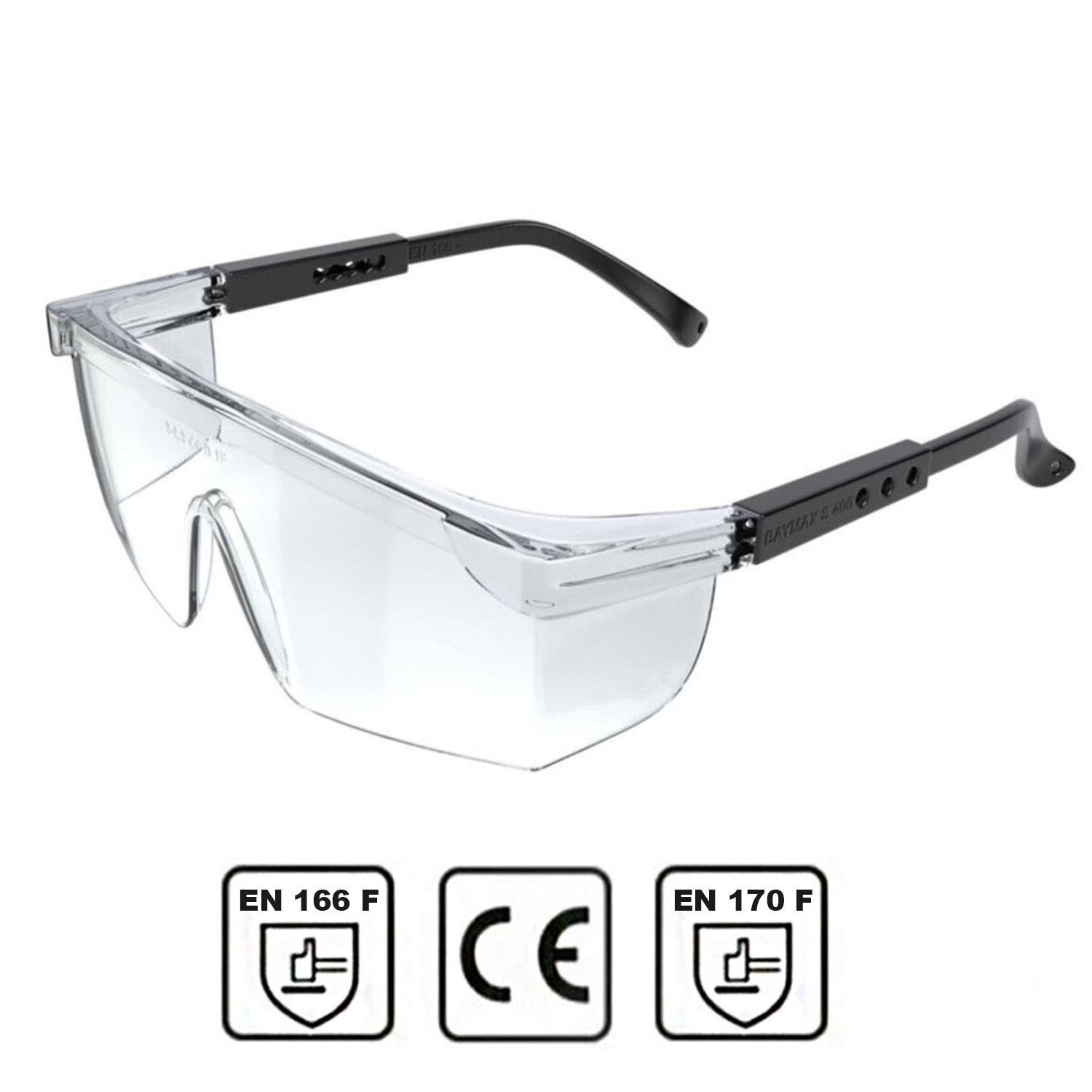 Baymax İş Güvenlik Güvenliği Gözlüğü Kulak Ayarlı Koruyucu Gözlük Şeffaf S400 Toptan Satış