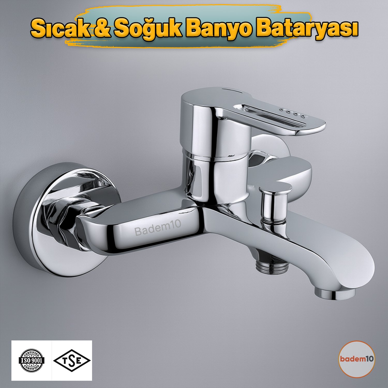 Premium Tek Kollu Krom Banyo Bataryası Duvar Tipi Armatür Şık Modern Tasarım Sıcak Soğuk Ayarlı