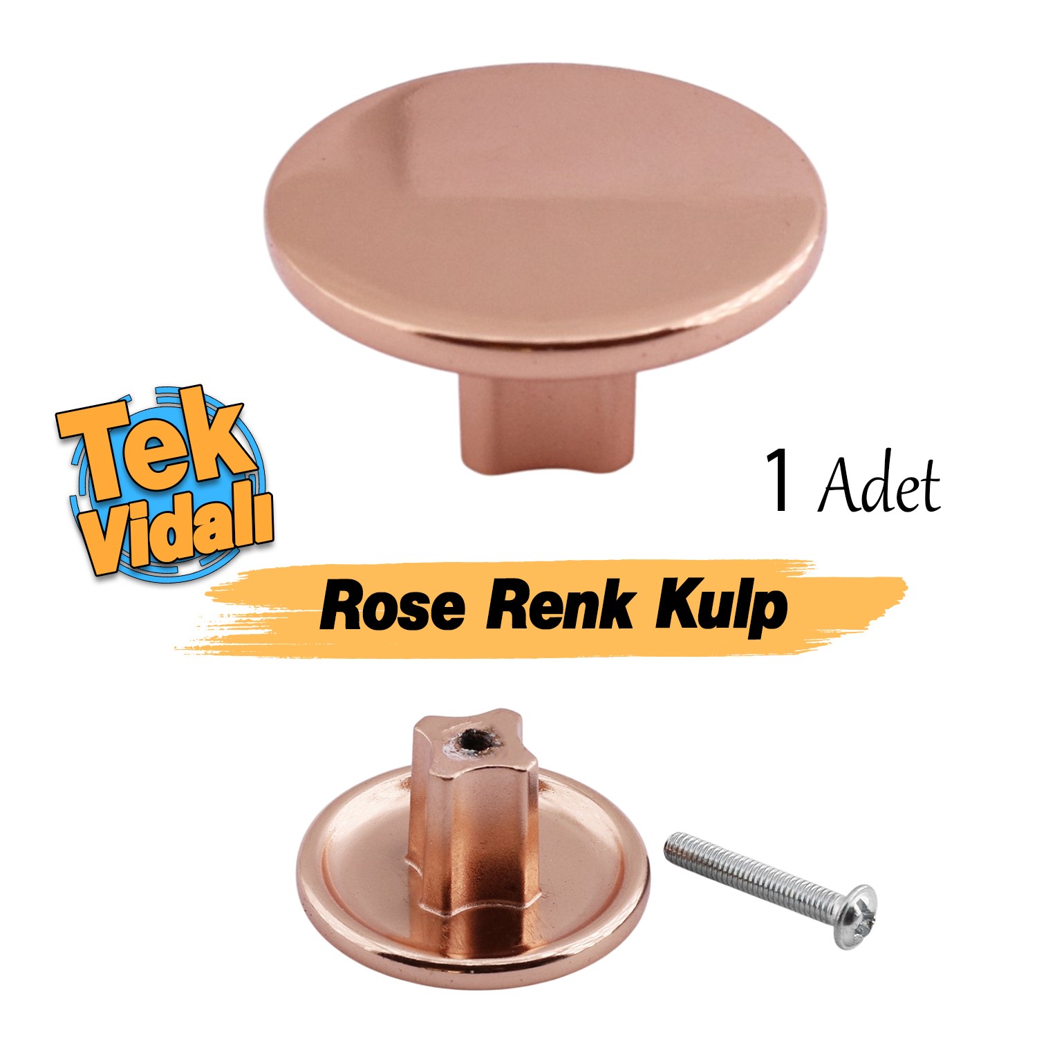 Tek Vidalı Düz Lüks Rose Düğme Metal Kulp Çekmece Mobilya Mutfak Dolabı Dolap Kulbu Kulplar