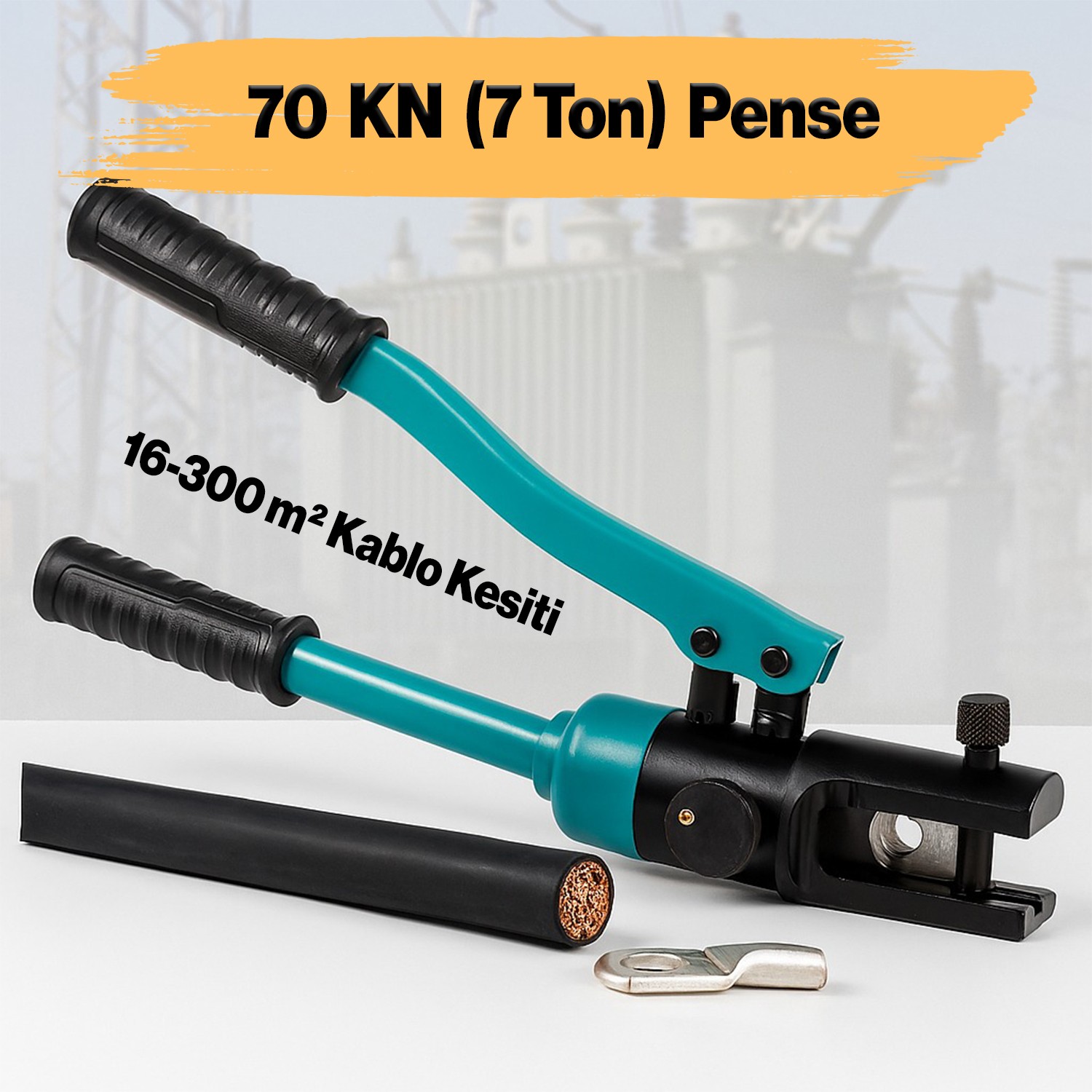 Hidrolik Papuç Sıkma Pensesi 16-300 mm Kablo Kesiti 70 KN Profesyonel Tip Krimp 7 Ton Elektrik Pano