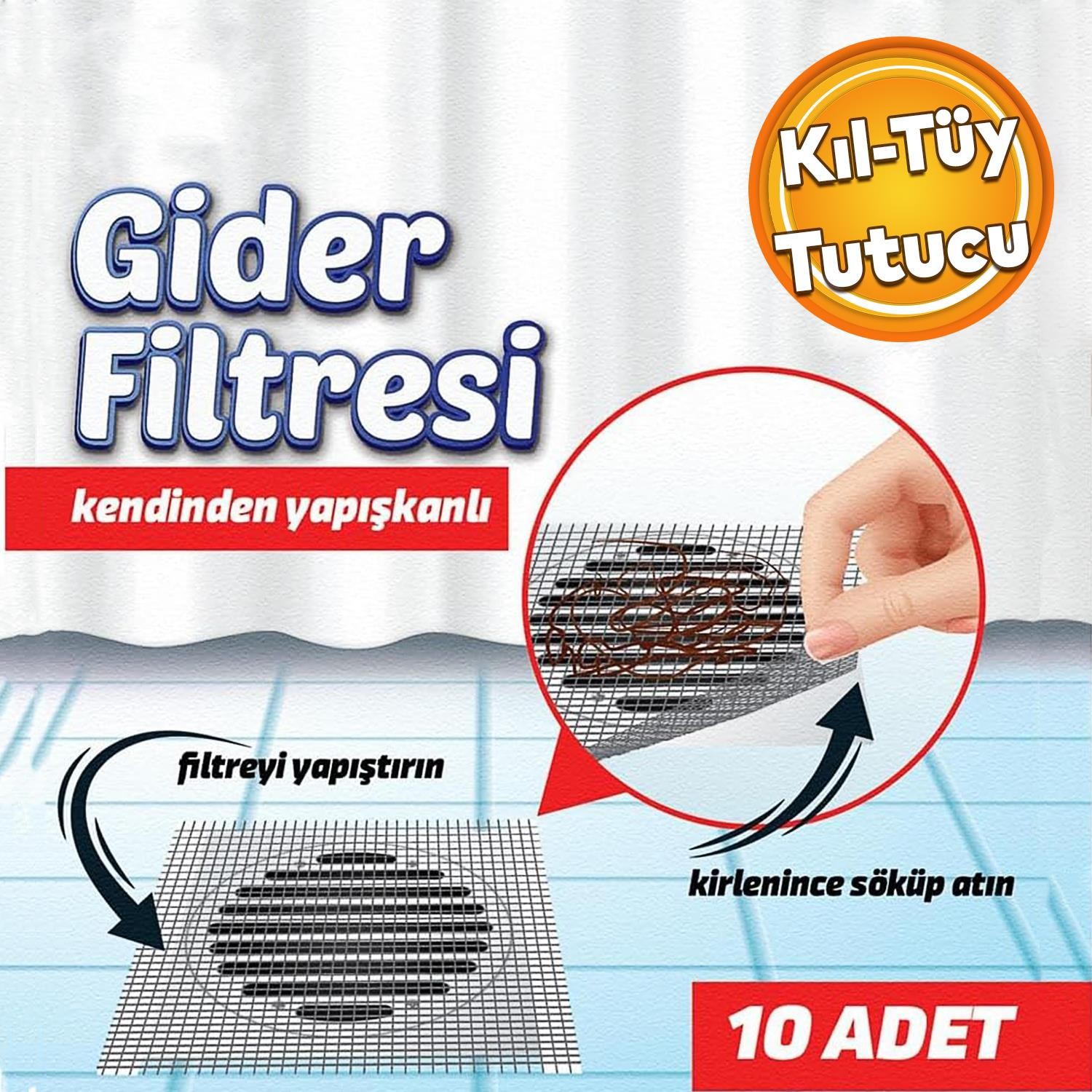 Kıl Kir Pis Tutucu Süzgeç Kullan At Yapışkanlı Banyo Lavabo Gider Filtresi Boru Tıkama Önleme 10'lu