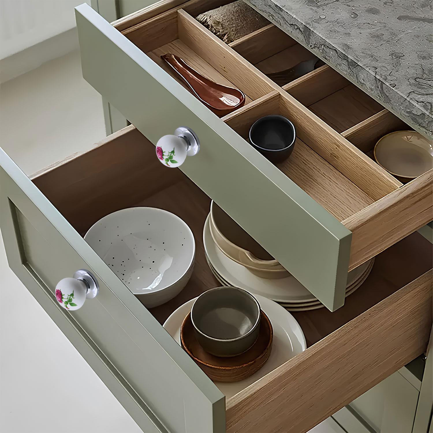 Polimer Düğme Kulp Gül Desenli Krom Tablalı Dolap Mobilya Mutfak Dolabı Çekmece Dolap Kulpu Kulbu