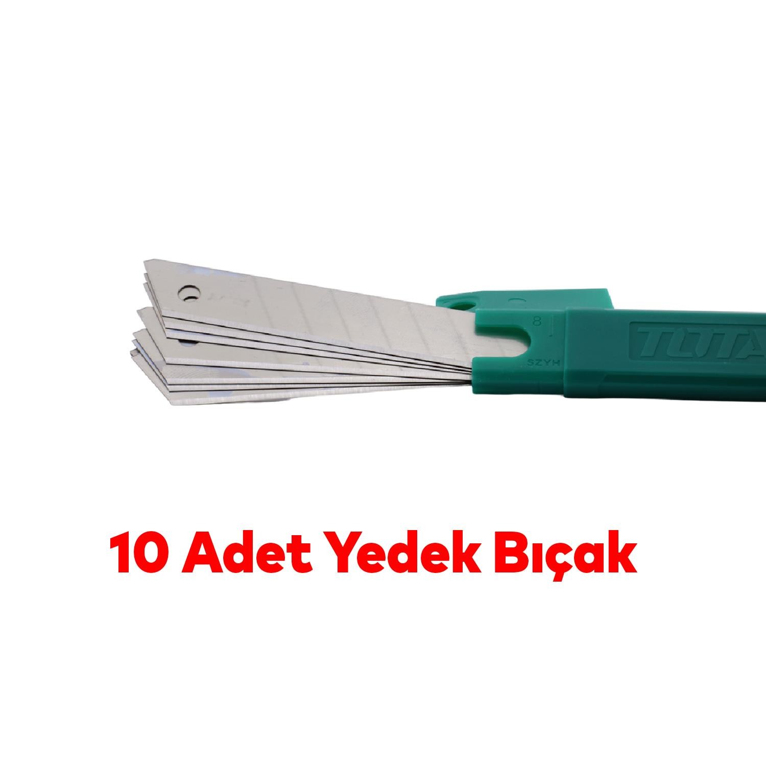 Ölçü Ve Maket Bıçağı Seti Şerit Metre Halı Kesme Maket Bıçağı Yedek Bıçak 10'lu Total TOS23037E 